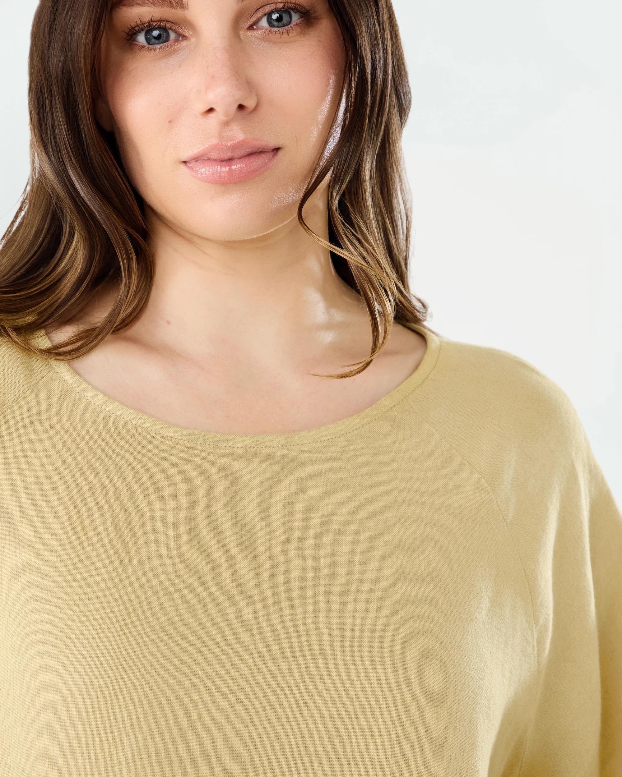 6 Long Sleeve Linen Blend Top Dust Beige, 6 of 7