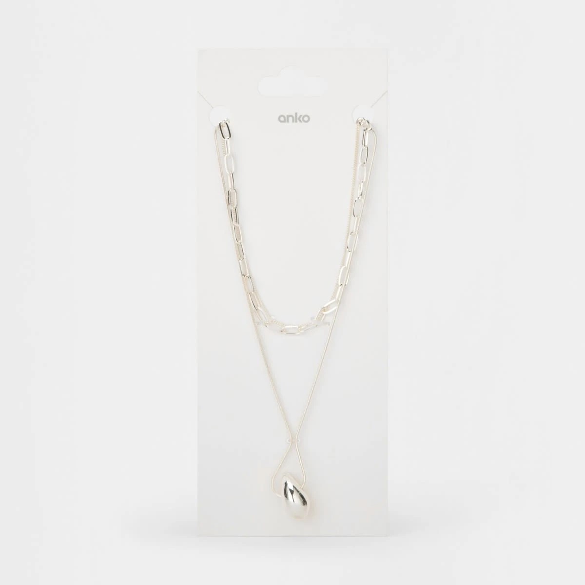 4 Teardrop 3 Layered Necklace - Silver Tone, 4 of 4