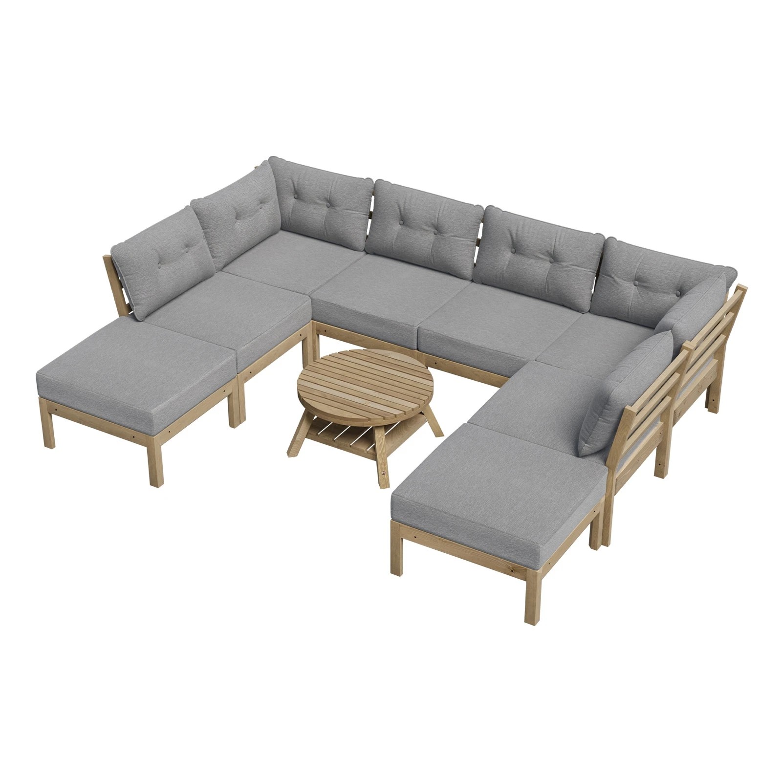 1 Livsip 9PCS Outdoor Sofa Set Lounge Setting Patio Furniture - Grey, 1 of 10