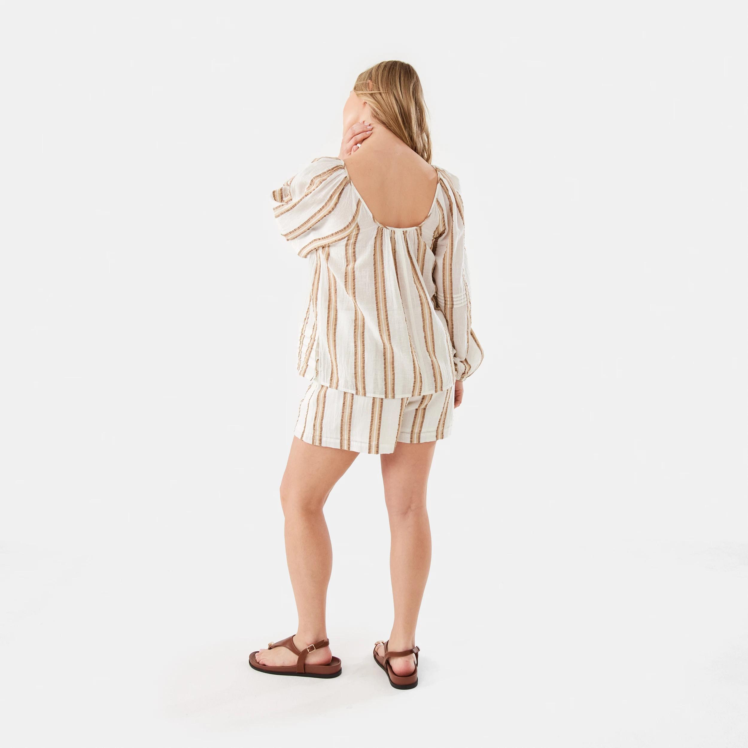 5 Stripe Textured Shorts STRIPE NATURAL BEIGE, 5 of 8