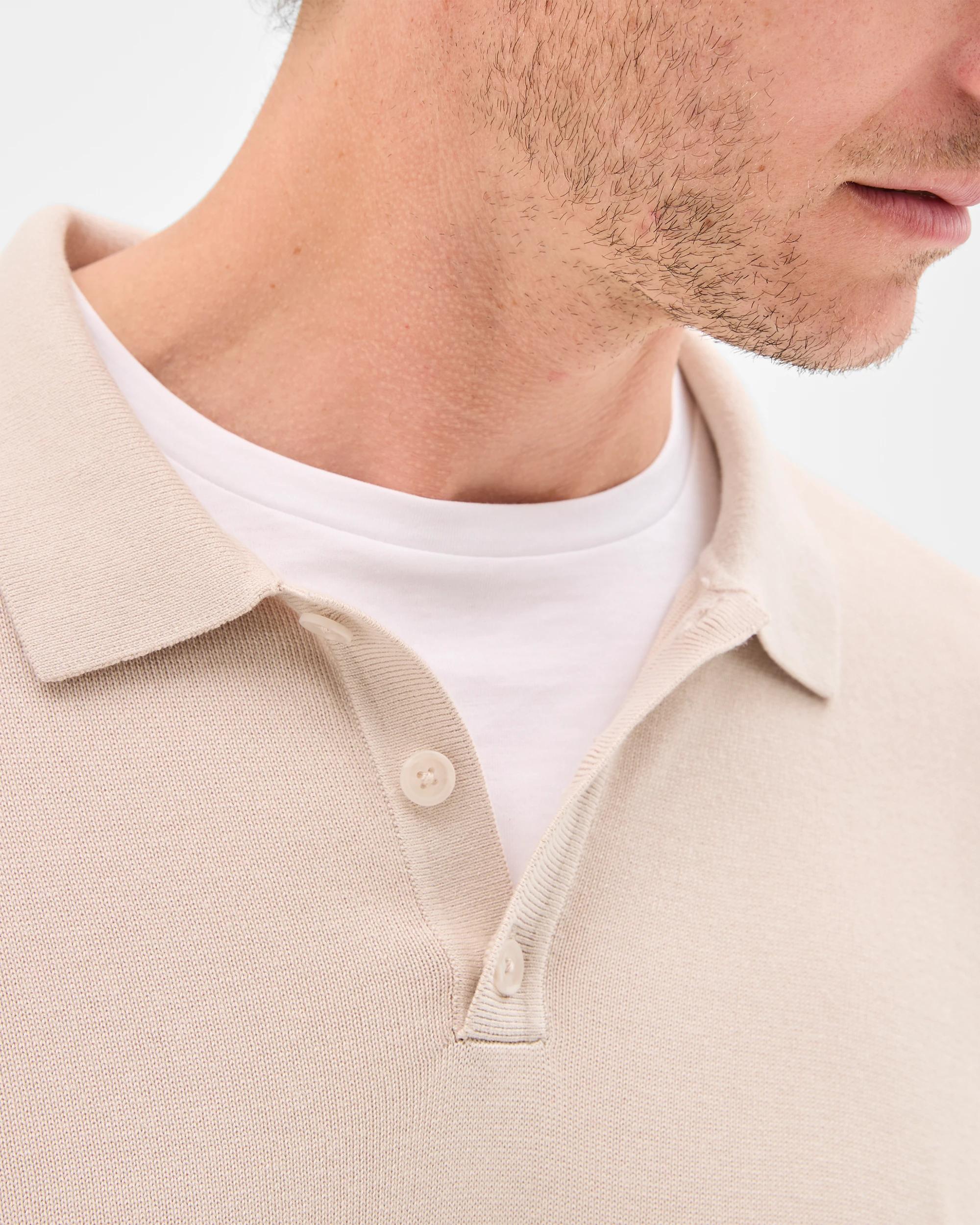 5 Preview Long Sleeve Knit Polo Top MOONBEAM, 5 of 5