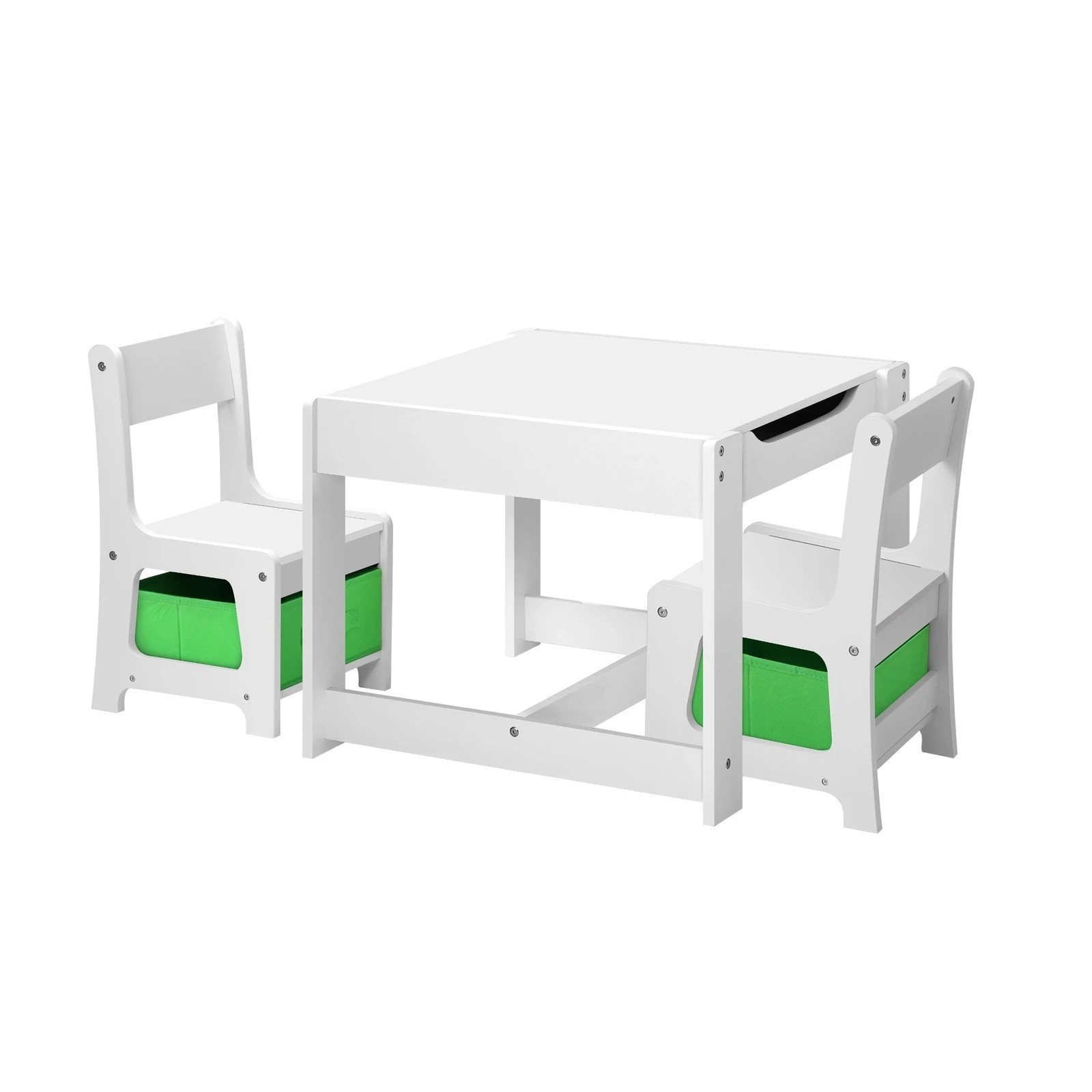 5 Oikiture Kids Table And Chair Set Storage Box Toys Wooden Play Activity Desk
 - Green, 5 of 9
