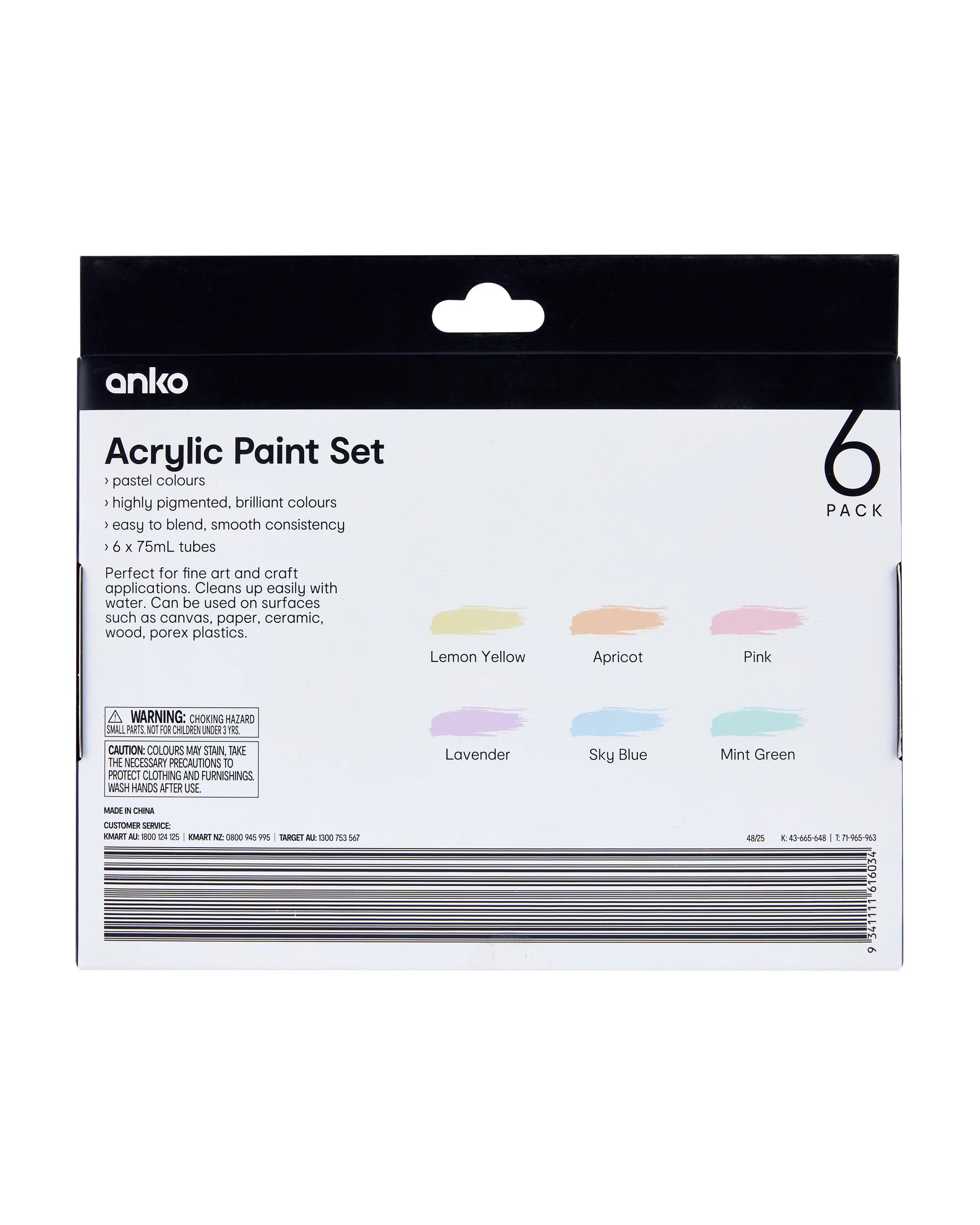 3 6 Pack Acrylic Paint Set - Pastel, 3 of 3