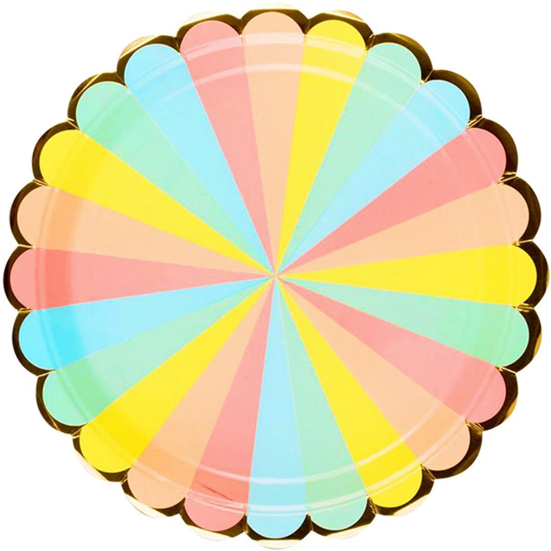 1 Party Maker Pastel Rainbow Candy Stripe Large Paper Plates Pack of 8, 1 of 1