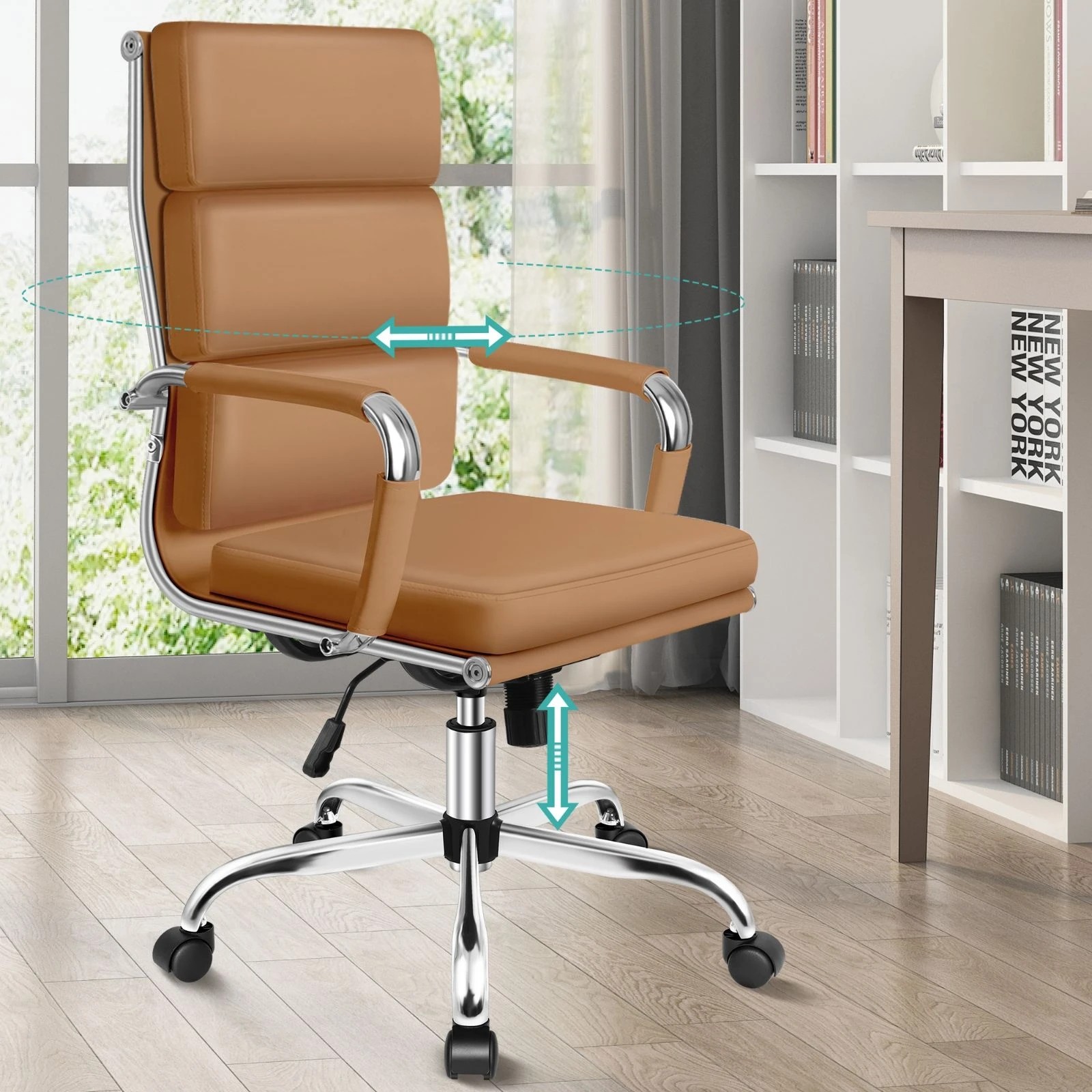 3 Alfordson Office Chair Ergonomic Paddings Computer Work Executive Seat High Back - Brown, 3 of 10