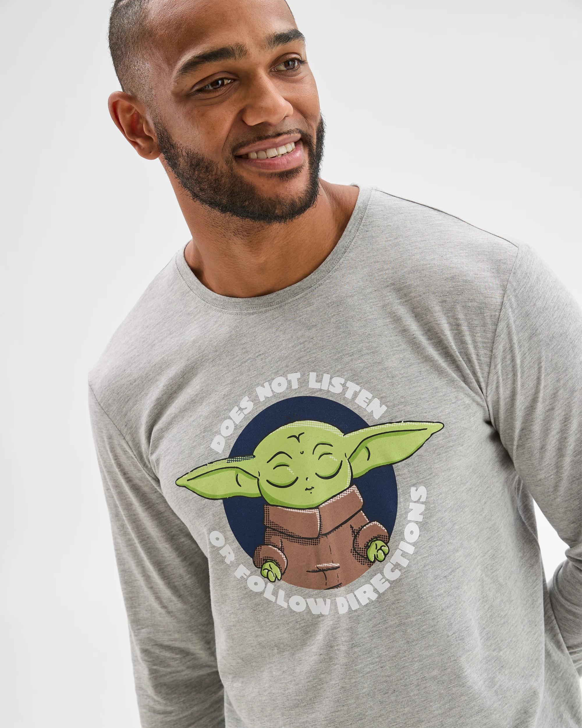 4 Star Wars Grogu Knit Pyjama Set GREY + NAVY, 4 of 6