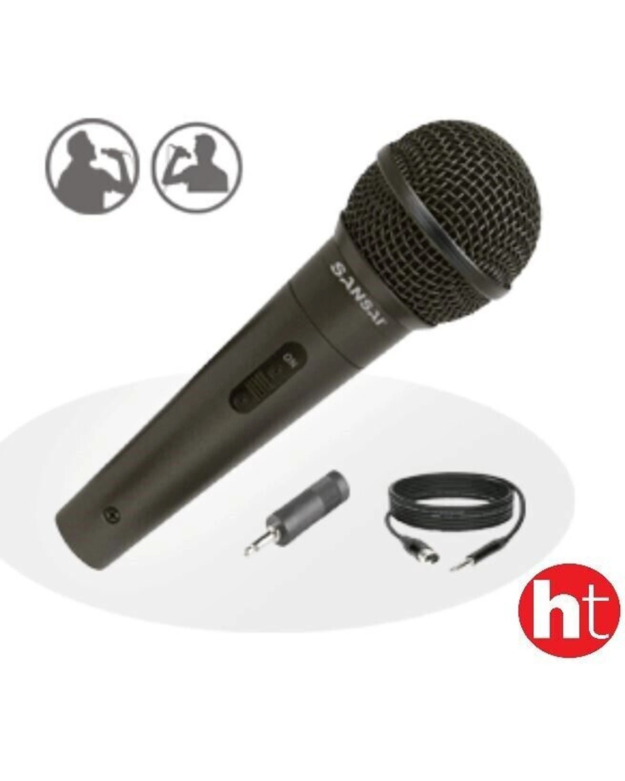 2 Sansai Dynamic Professional Vocal Microphone Corded Mic for PA Speaker Studio 3m Cable Length - Black, 2 of 3