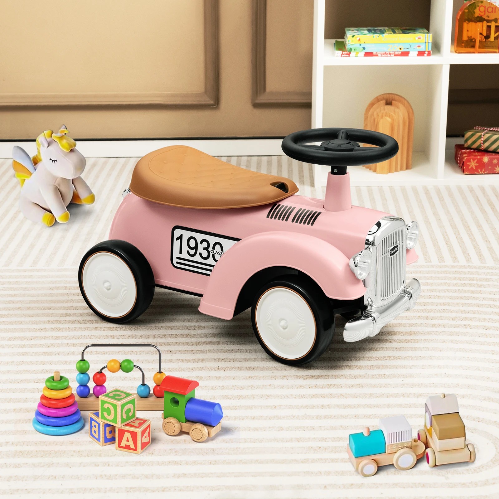 2 Costway Foot to Floor Kids Riding Car Toy Walker Vehicle - Pink, 2 of 5