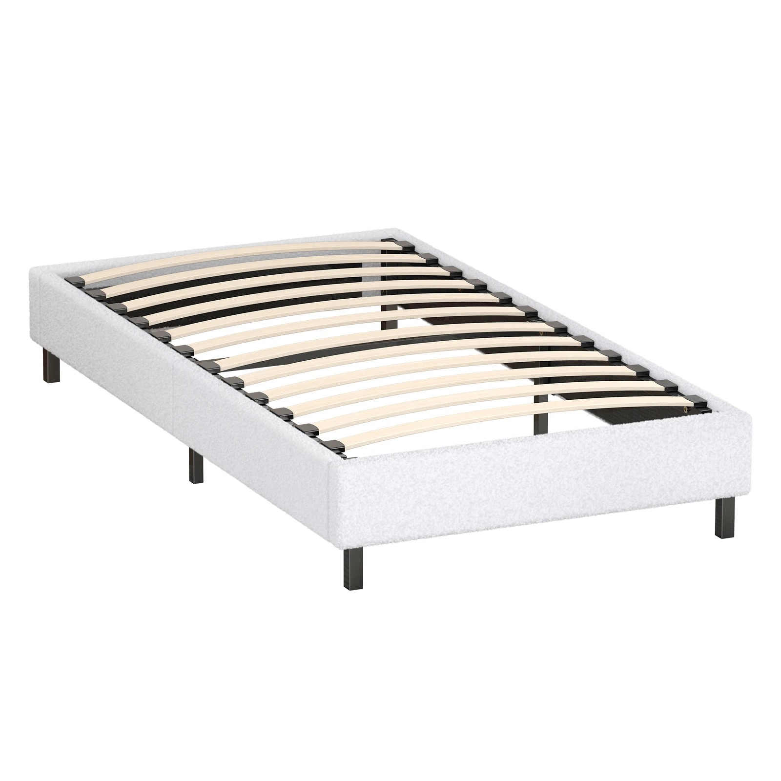 10 Alfordson Bed Frame Single Size Mattress Base Foundation Boucle Basel - White, 10 of 10
