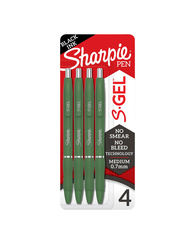 4 Pack Sharpie S-Gel Medium Point (0.7mm) Green Barrel Pen Black