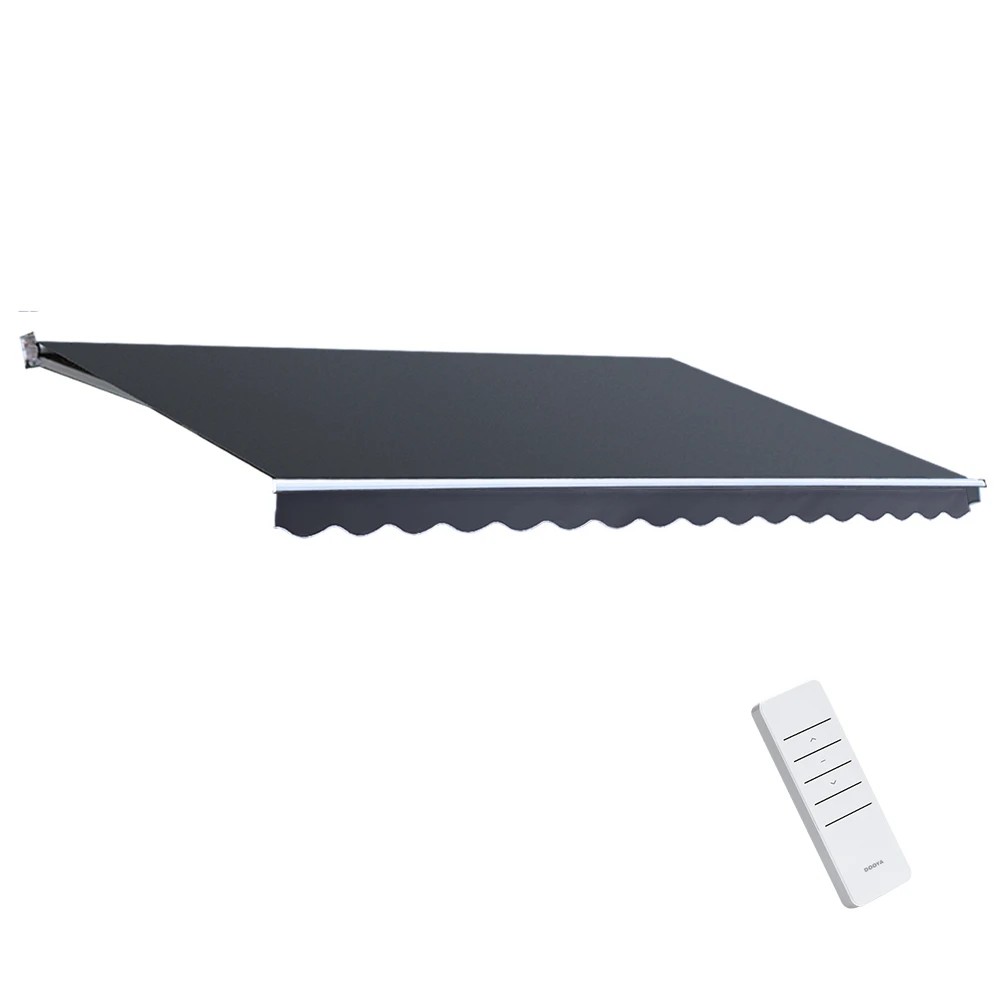 1 Instahut Retractable Folding Arm Awning Motorised Sunshade 5Mx3M - Grey, 1 of 6