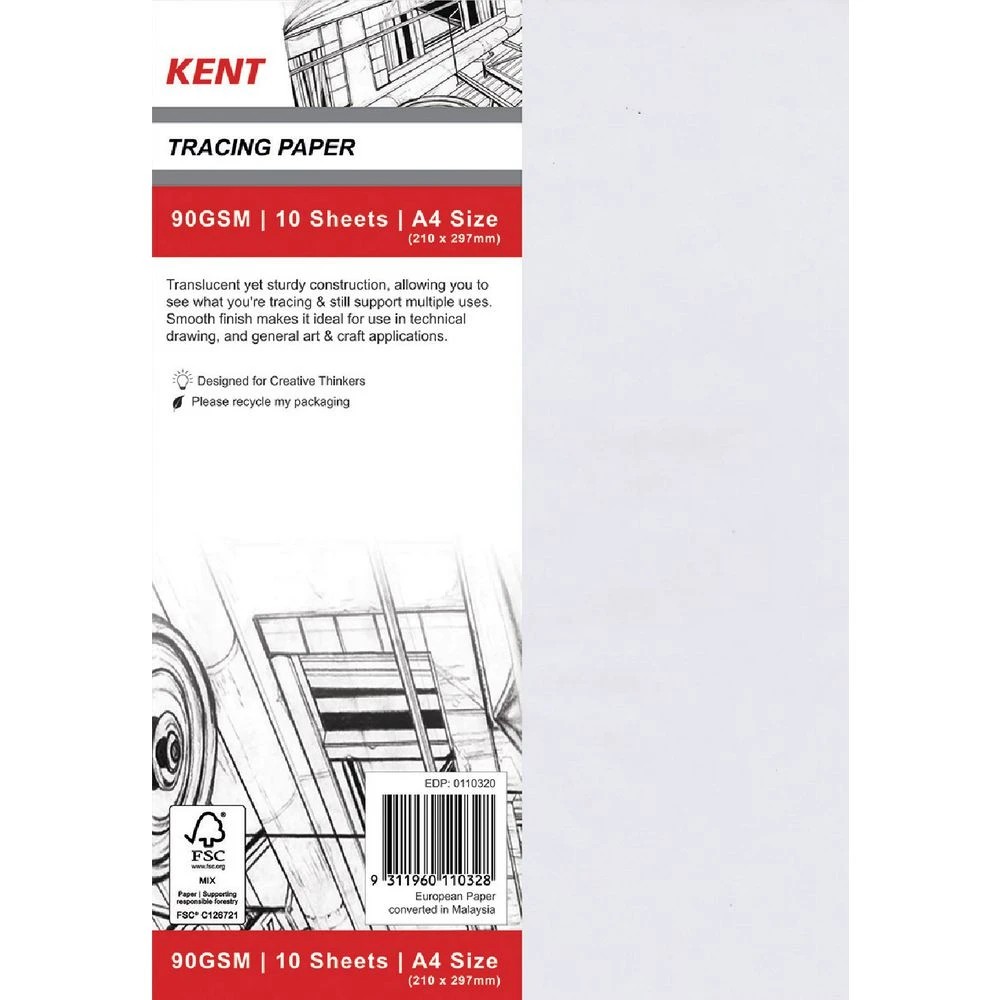 1 Kent A4 90gsm Tracing Paper Pack 10 Sheets, 1 of 1