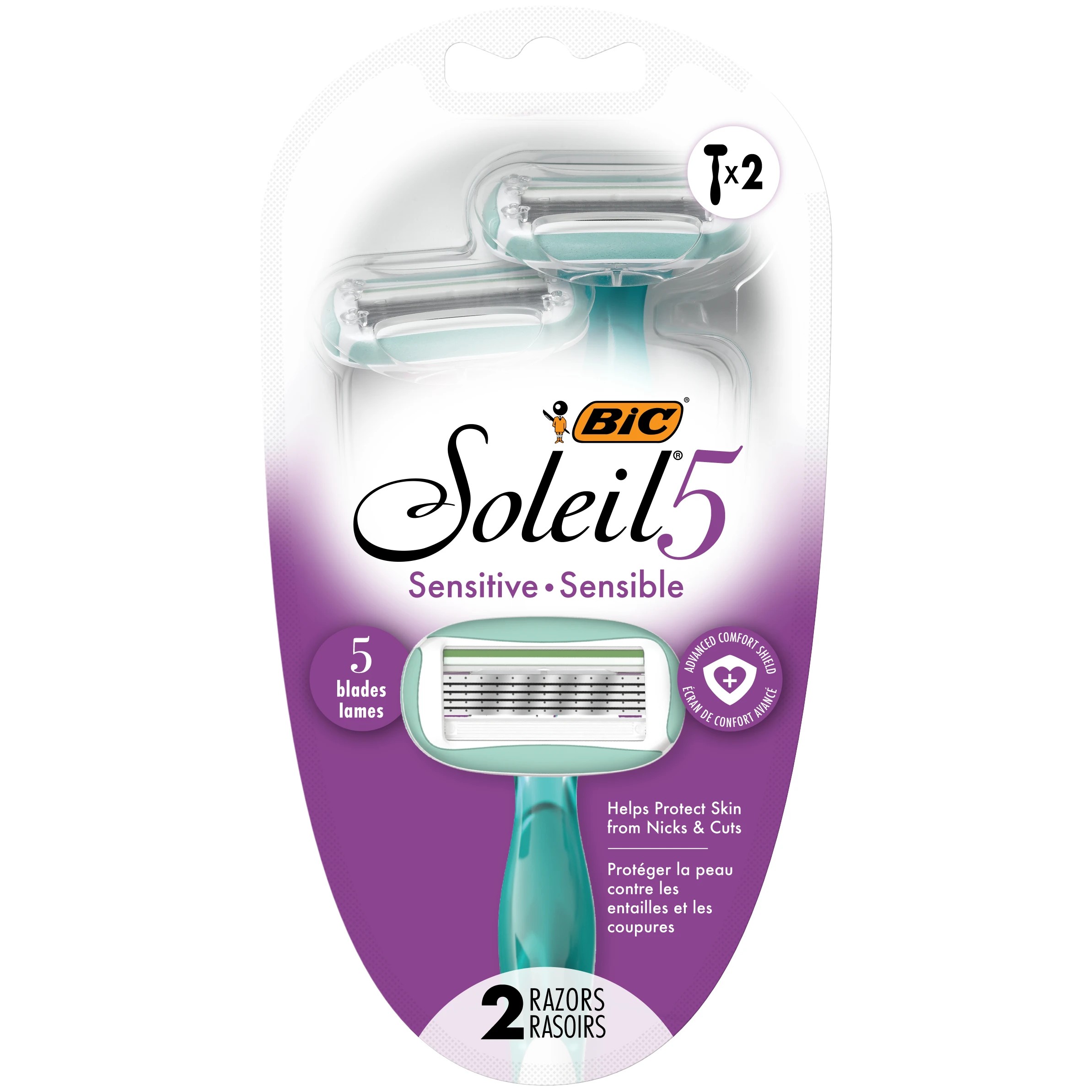 1 2 Pack BIC Soleil Sensitive Razor, 1 of 8