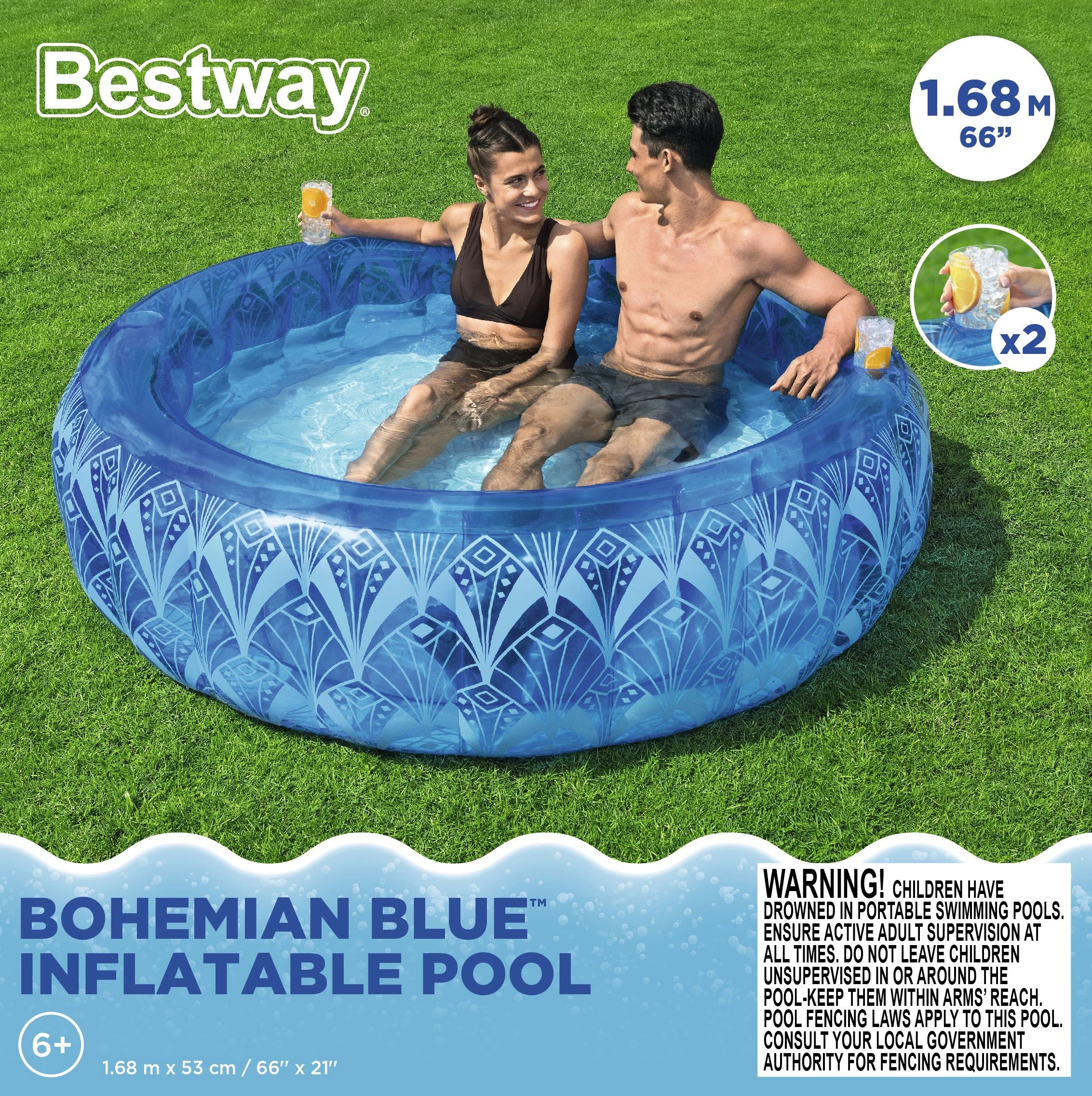 2 Bestway Bohemian Blue Inflatable Pool, 2 of 5