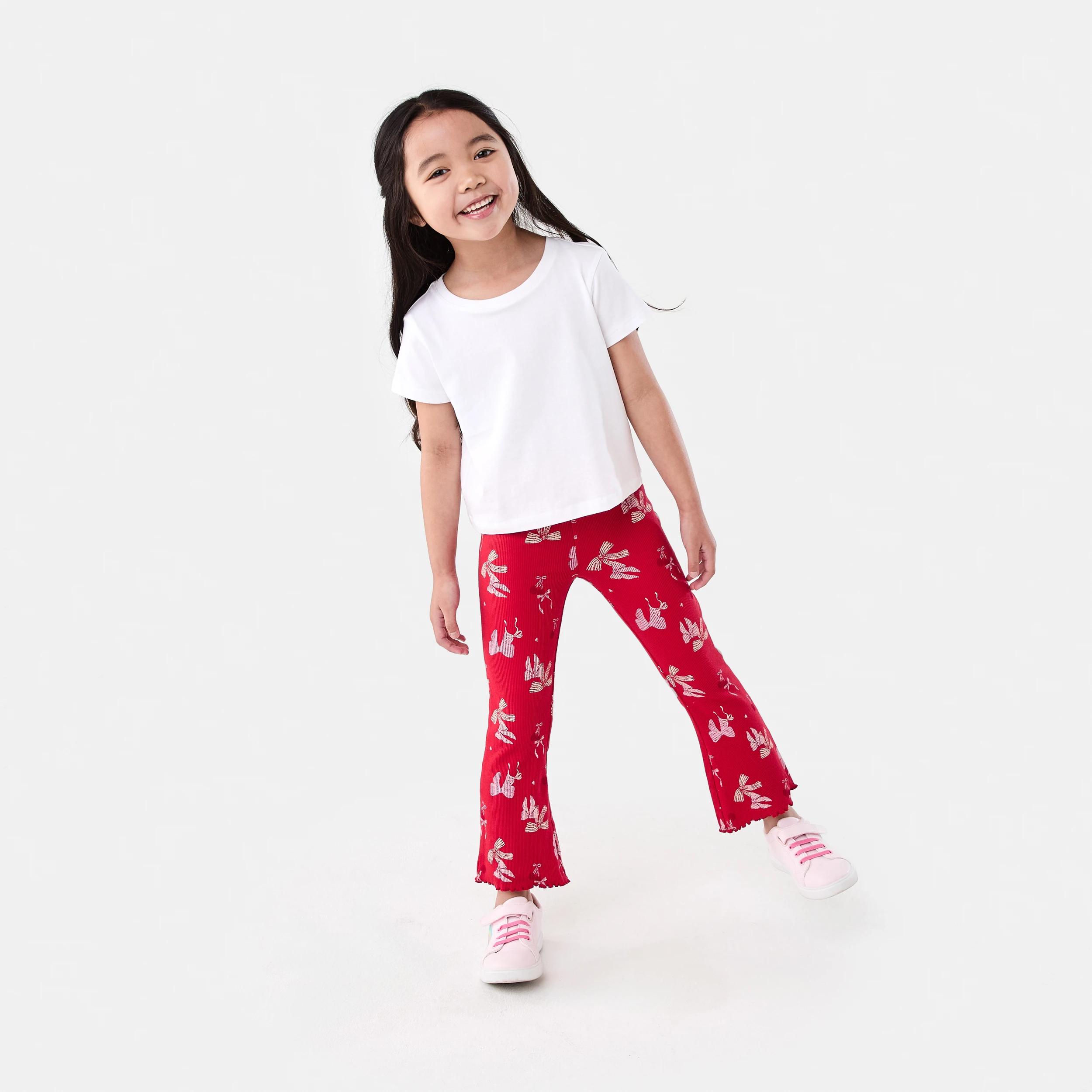 5 Christmas Flare Leggings Red Bows, 5 of 6