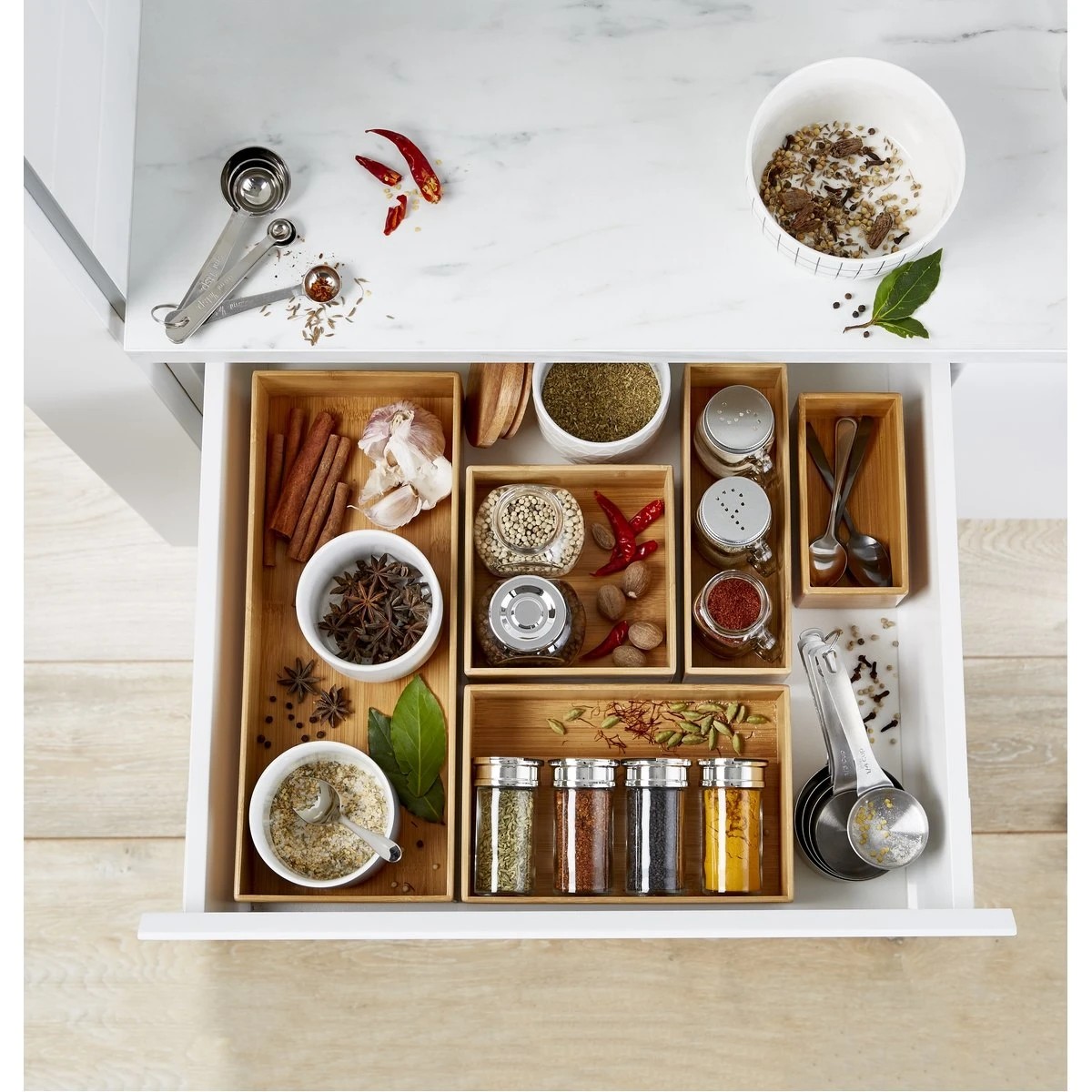 3 Medium & Wide Bamboo Drawer Tidy, 3 of 3