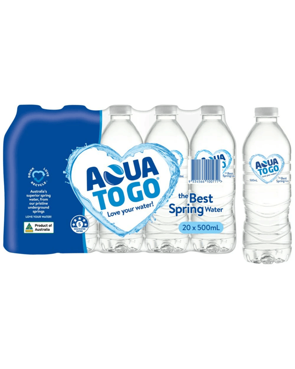 Aqua to Go Premium Spring Water 500mL 20 Pack