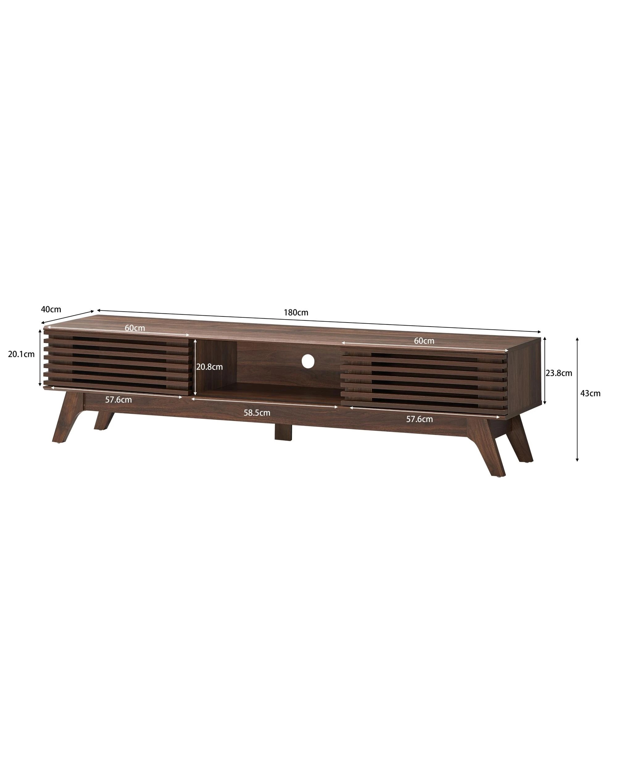 6 Kodu Entertainment Unit Modern TV Cabinet TV Stand 180cm 2 Doors Walnut - Brown, 6 of 6