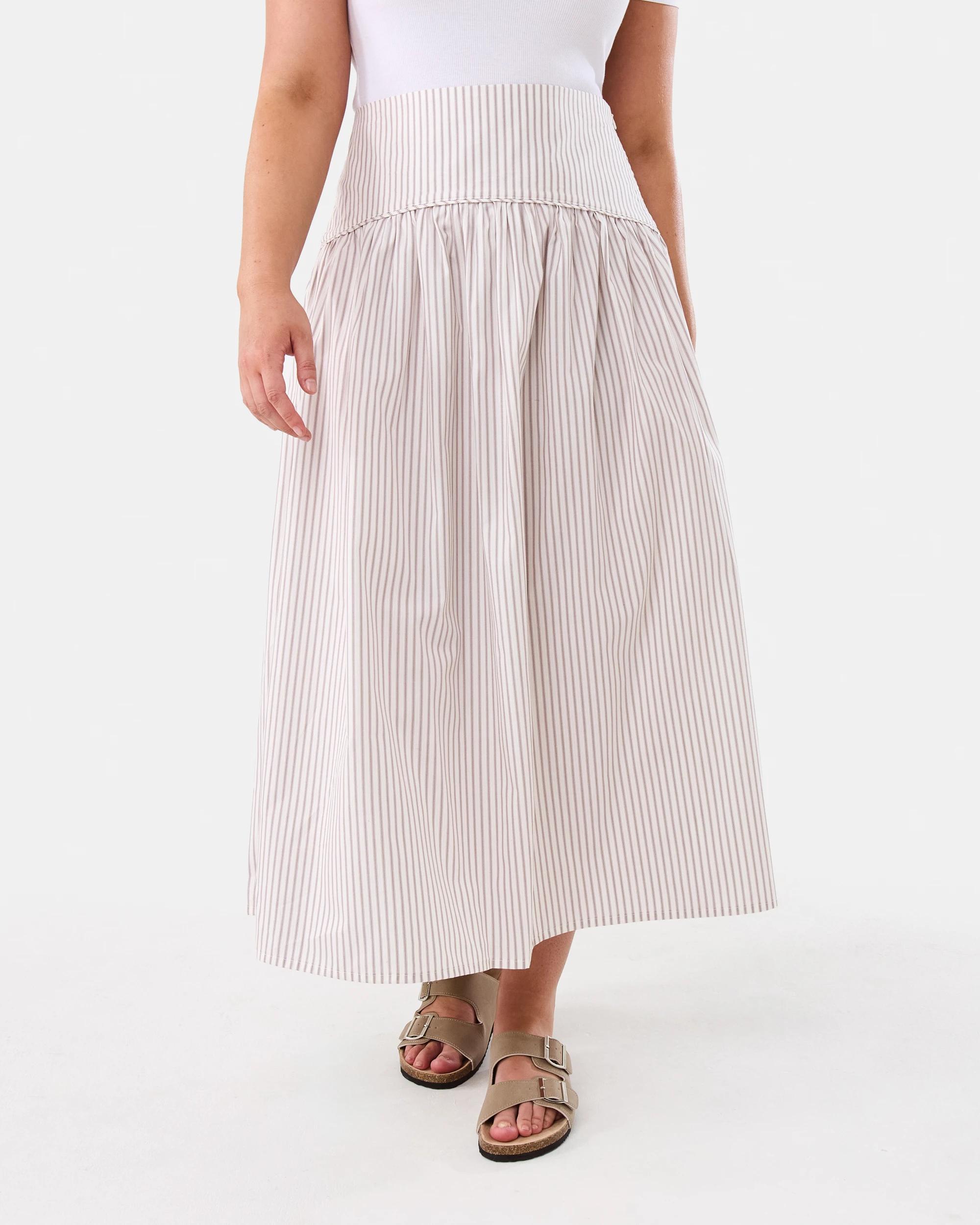 1 Yoke Maxi Skirt Mxd Stripe, 1 of 5