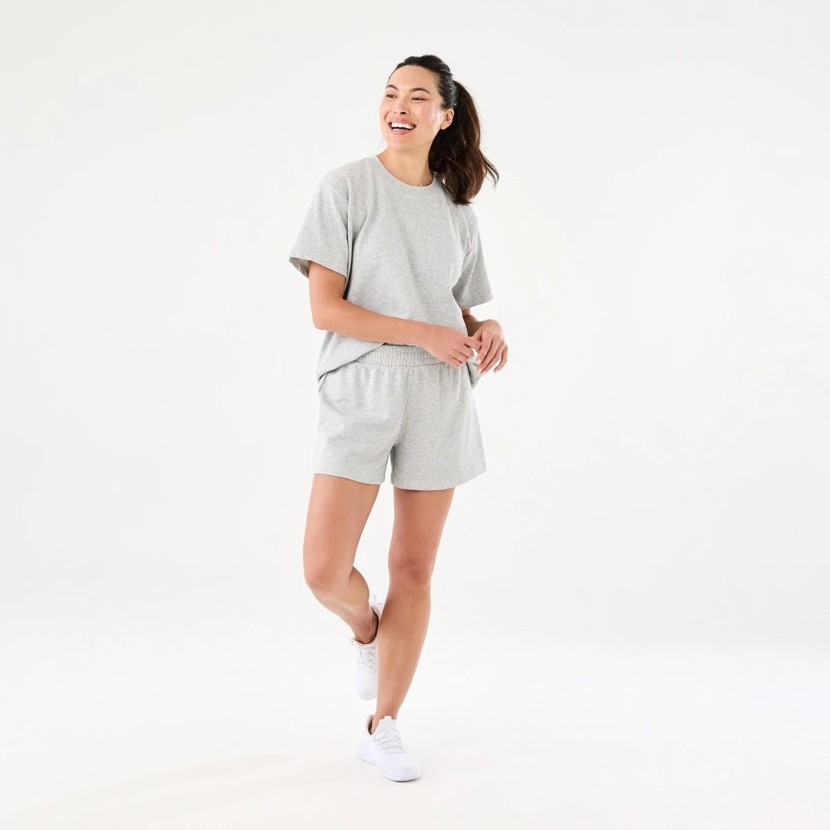 6 Active Womens Terry Everyday Shorts Grey Marle, 6 of 6