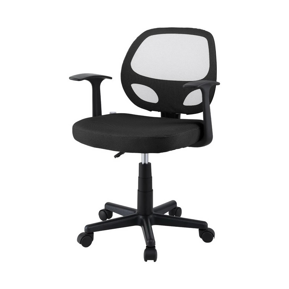 1 Artiss Mesh Office Chair Computer Gaming Desk Chairs Work Study Mid Back - Black, 1 of 5