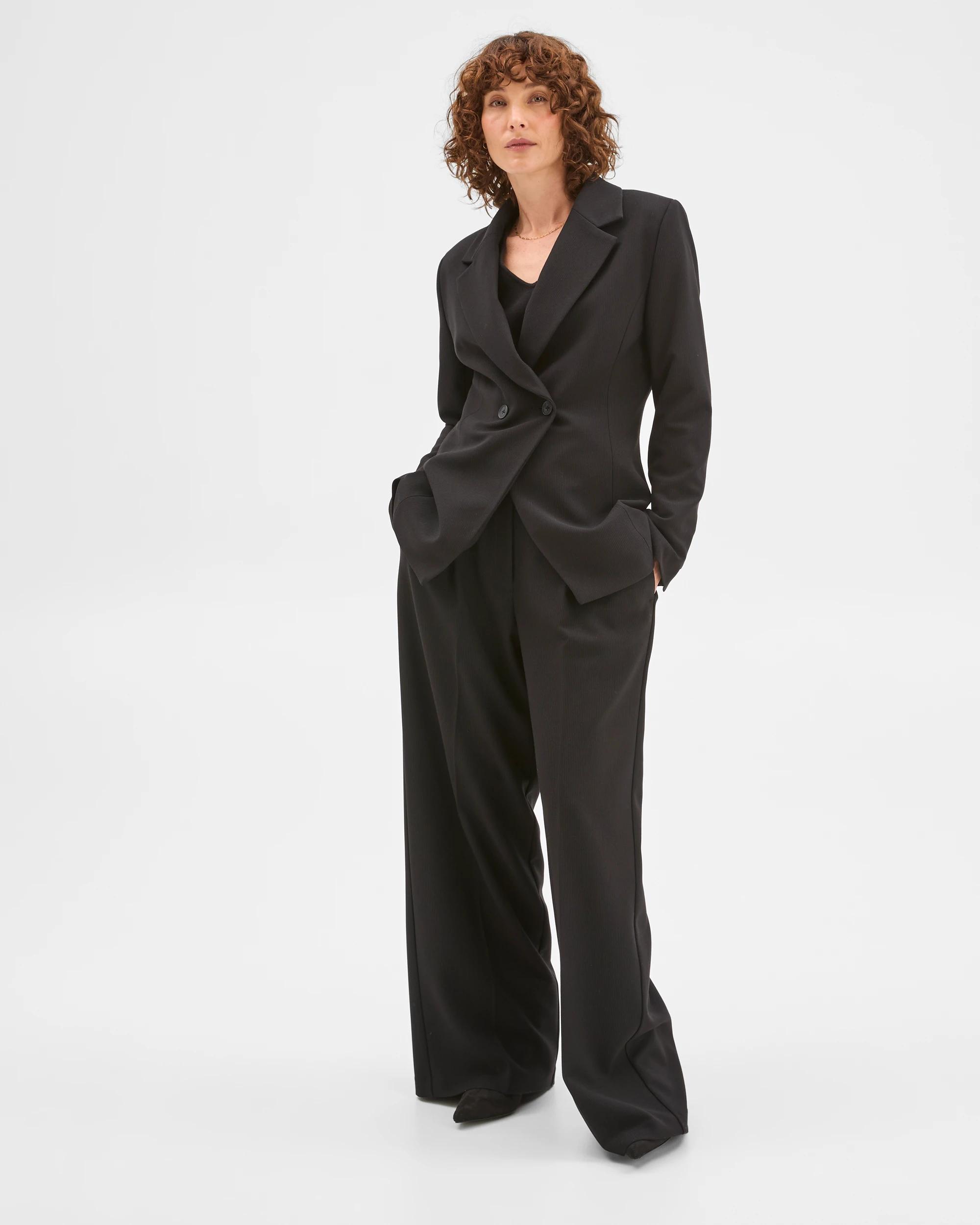 2 Preview Double Breasted Polished Blazer BLACK, 2 of 5