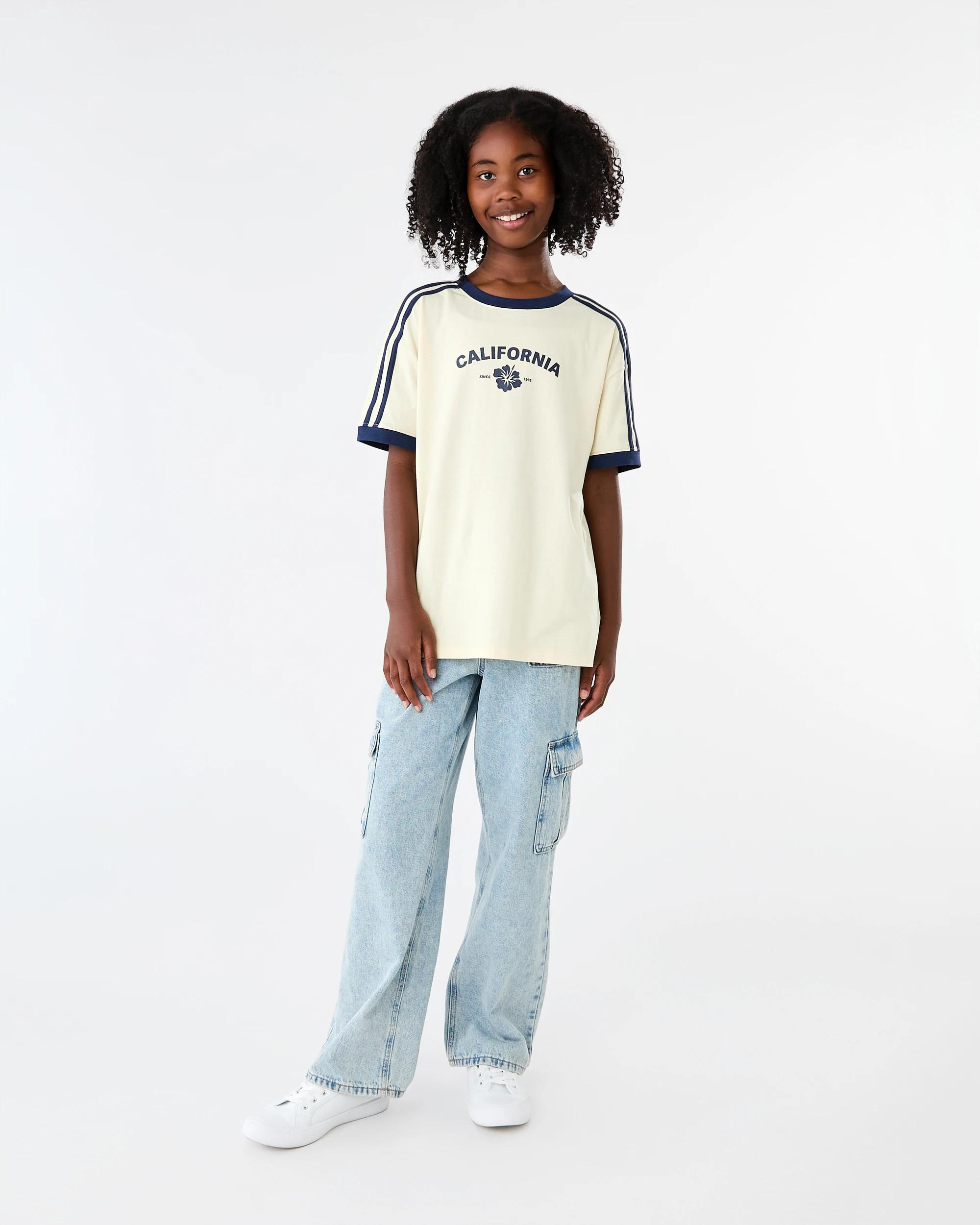 7 Side Stripe Crew Neck Oversized T-shirt Ylw Slgn, 7 of 8