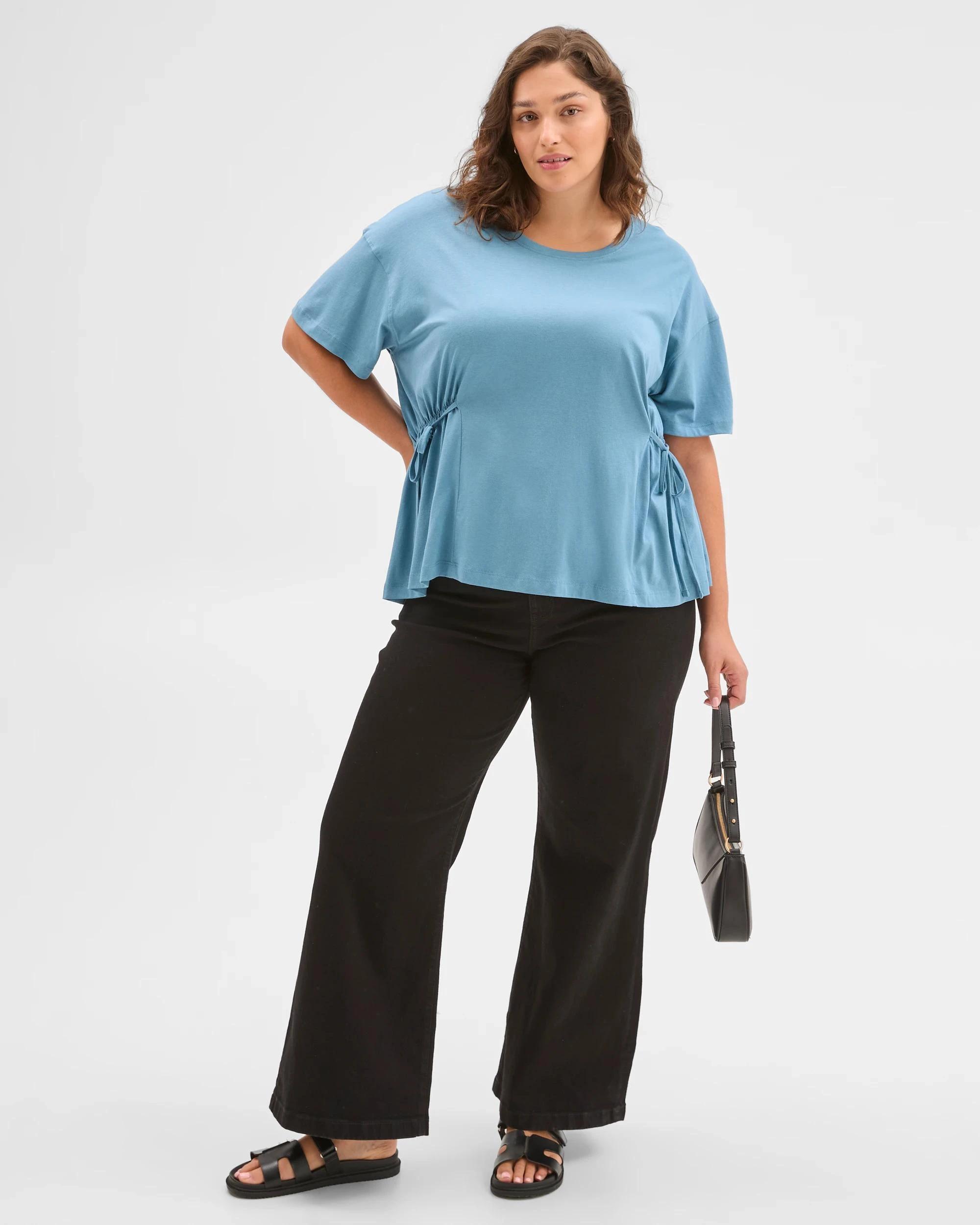 2 Target Curve Plus Size Australian Cotton Blend Side Tie Waist T-Shirt SEAL TEAL, 2 of 6