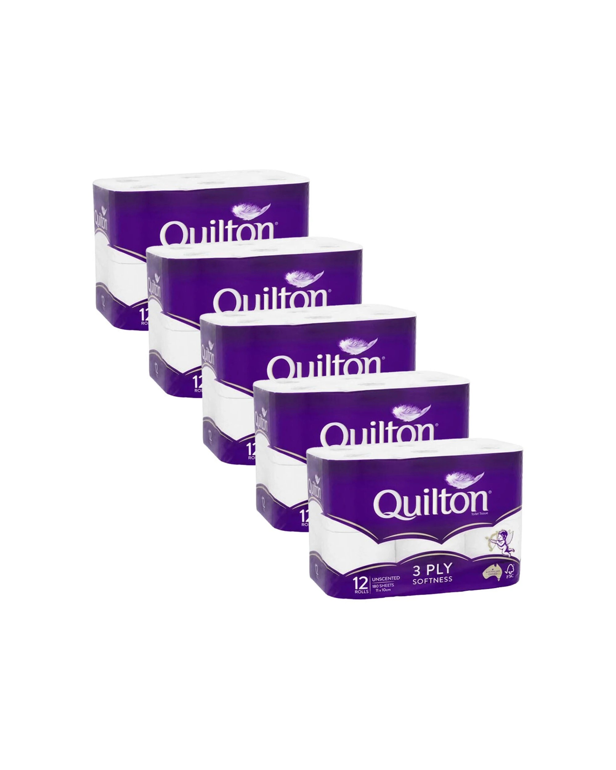 1 Quilton 5x 12pc Toilet Paper Tissue Towel Pack 3-Ply Softness - White, 1 of 1
