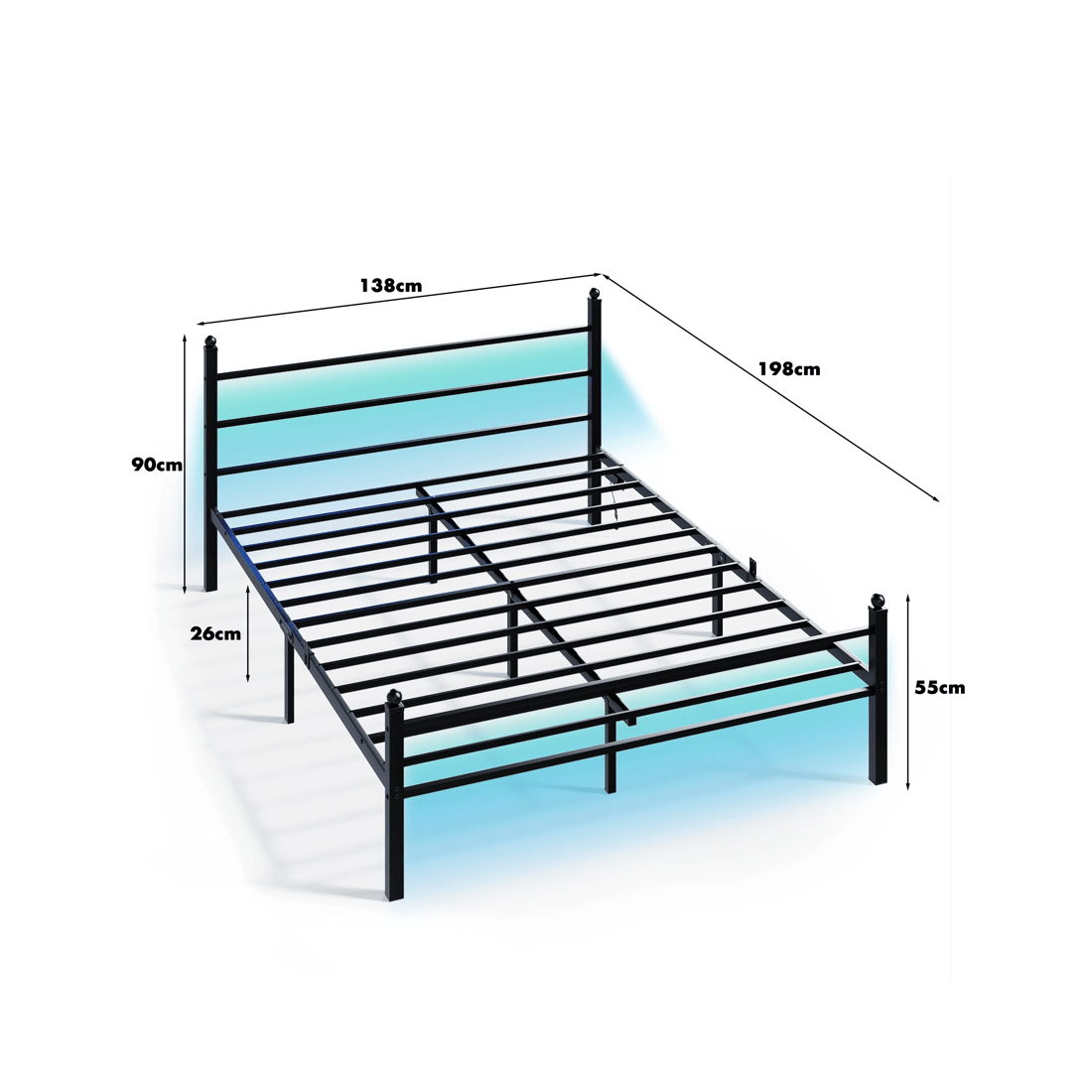 3 Advwin Double Metal Platform Bed Frame With Headboard And Footboard Black, 3 of 8