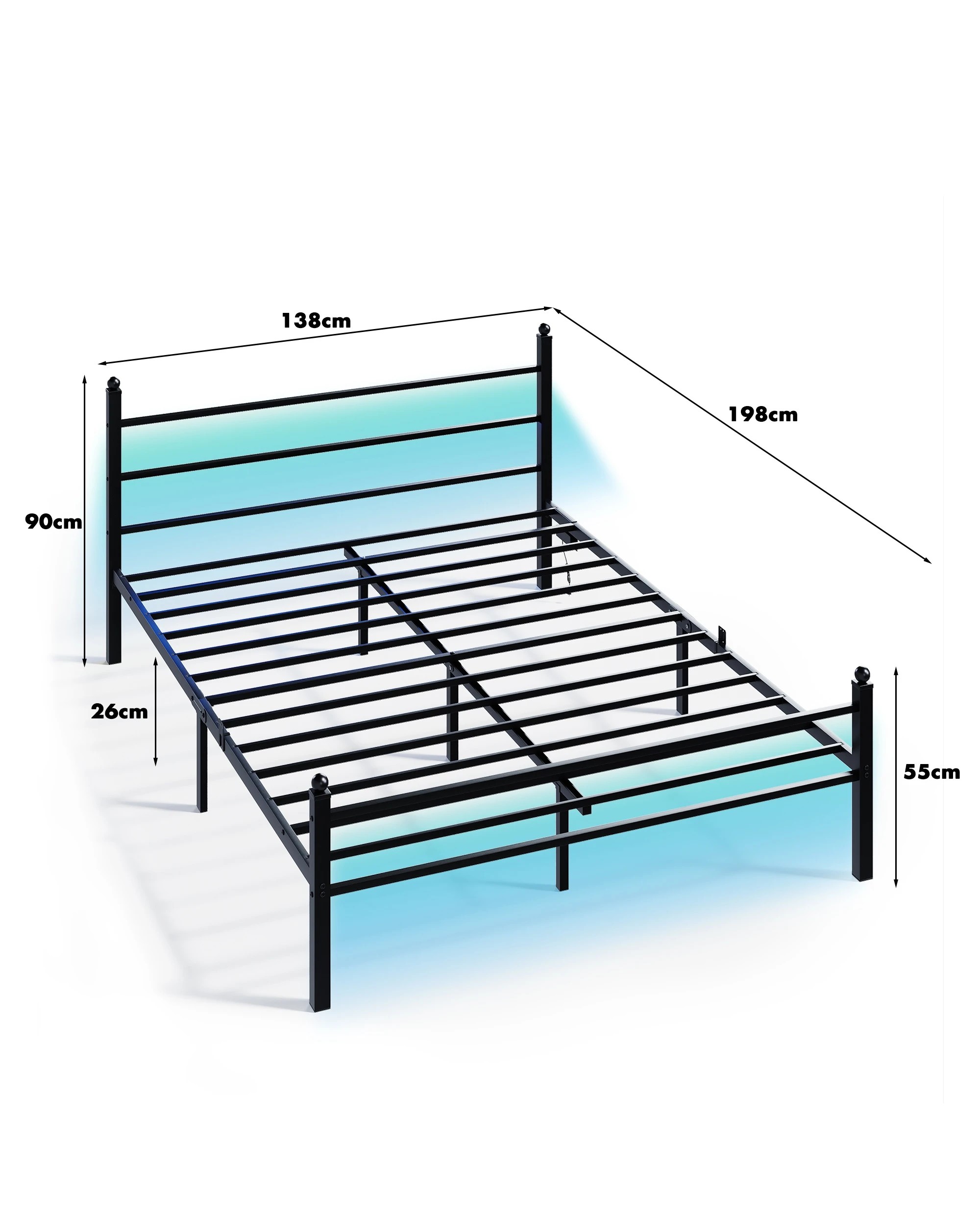 3 Advwin Double Metal Platform Bed Frame With Headboard And Footboard Black, 3 of 8