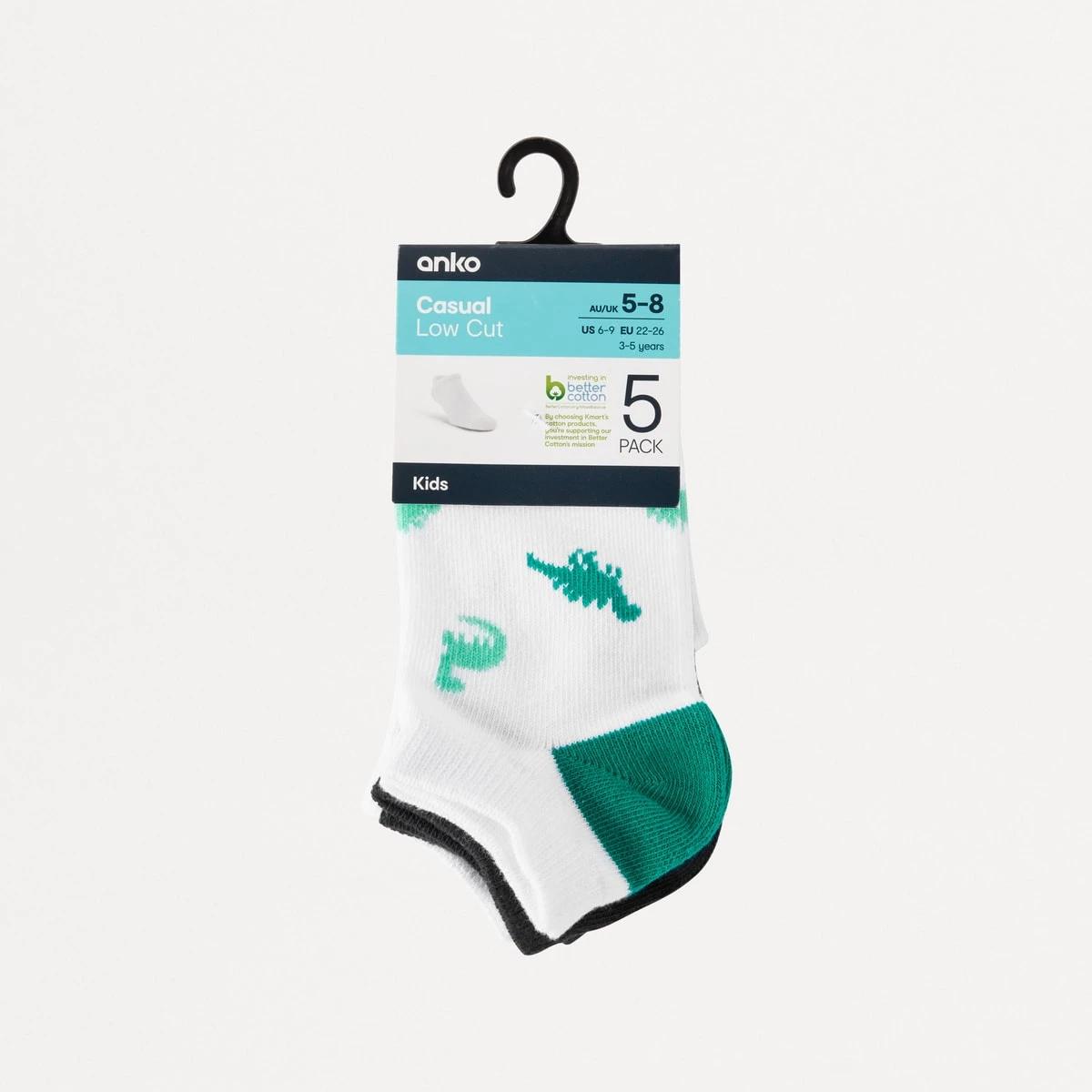 3 5 Pack Low Cut Socks Green Dino, 3 of 3