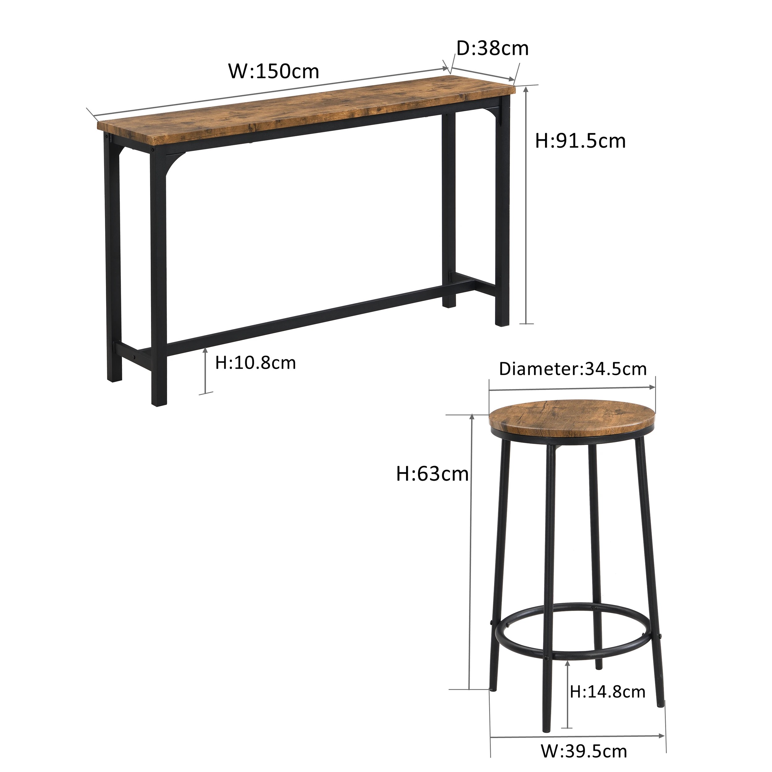 10 IHOMDE 4-Piece Console Table with 3 Stools, 10 of 10