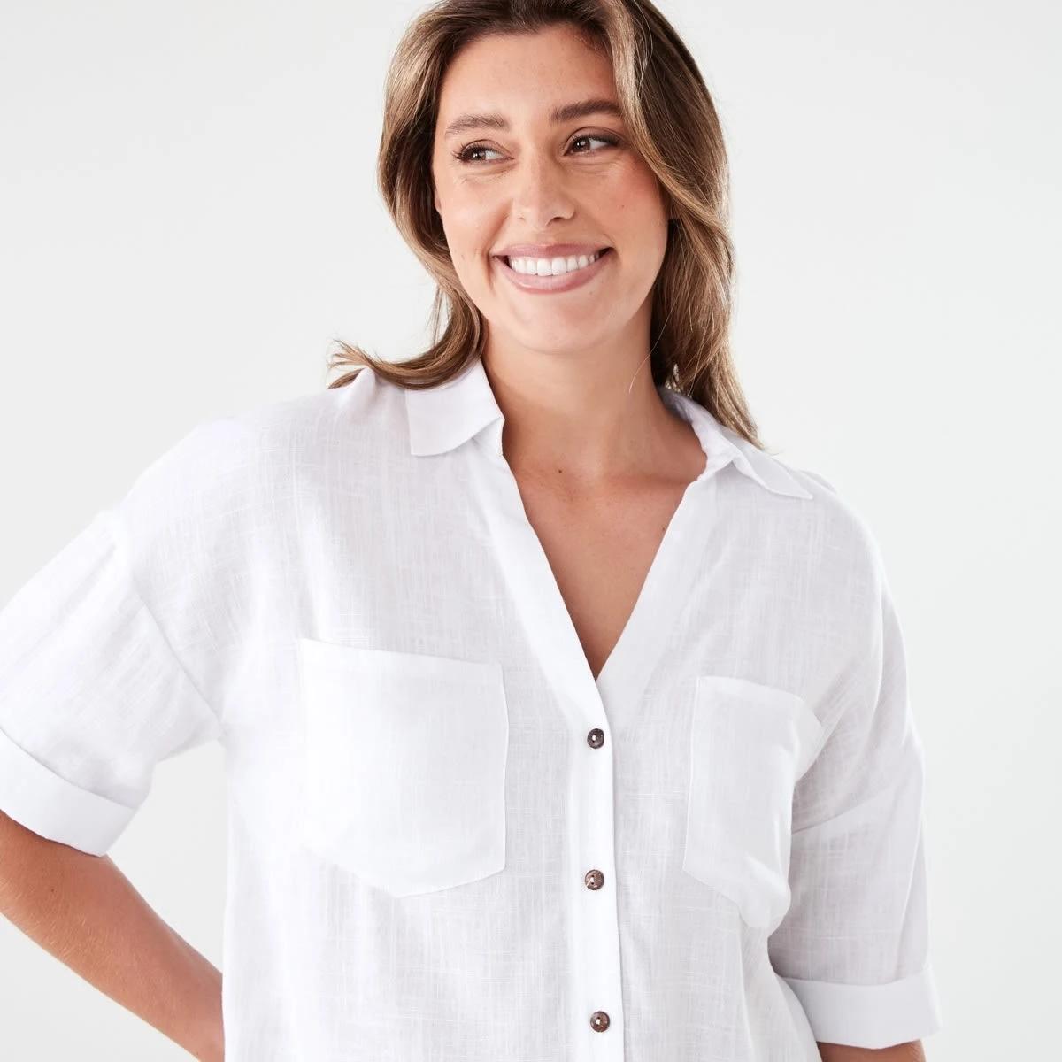 4 Short Sleeve Roll Sleeve Tab Shirt WHITE, 4 of 6