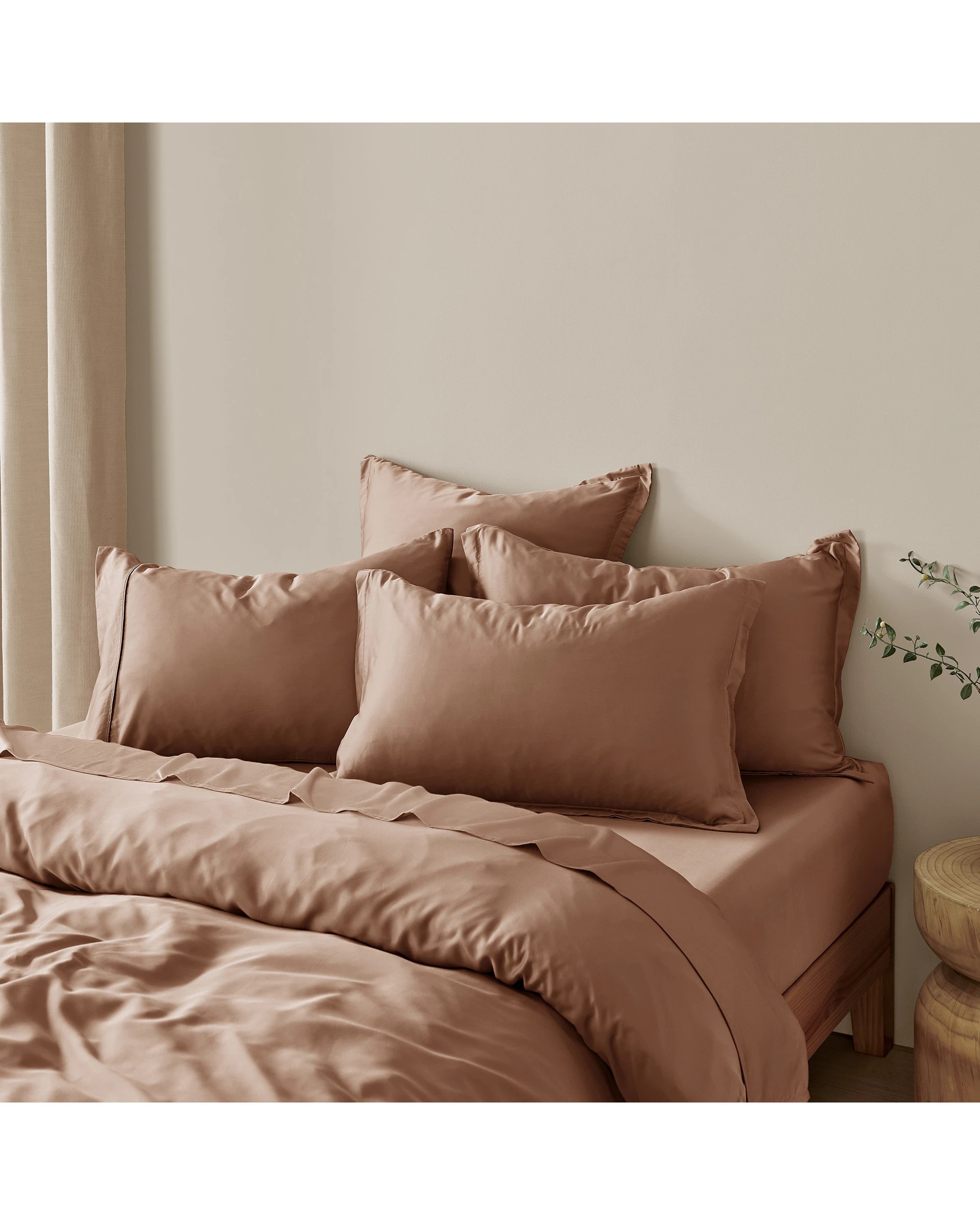 3 Natural Home 400TC 100% Bamboo Sateen Tailored Quilt Cover Set - King Single Bed - Earth, 3 of 7