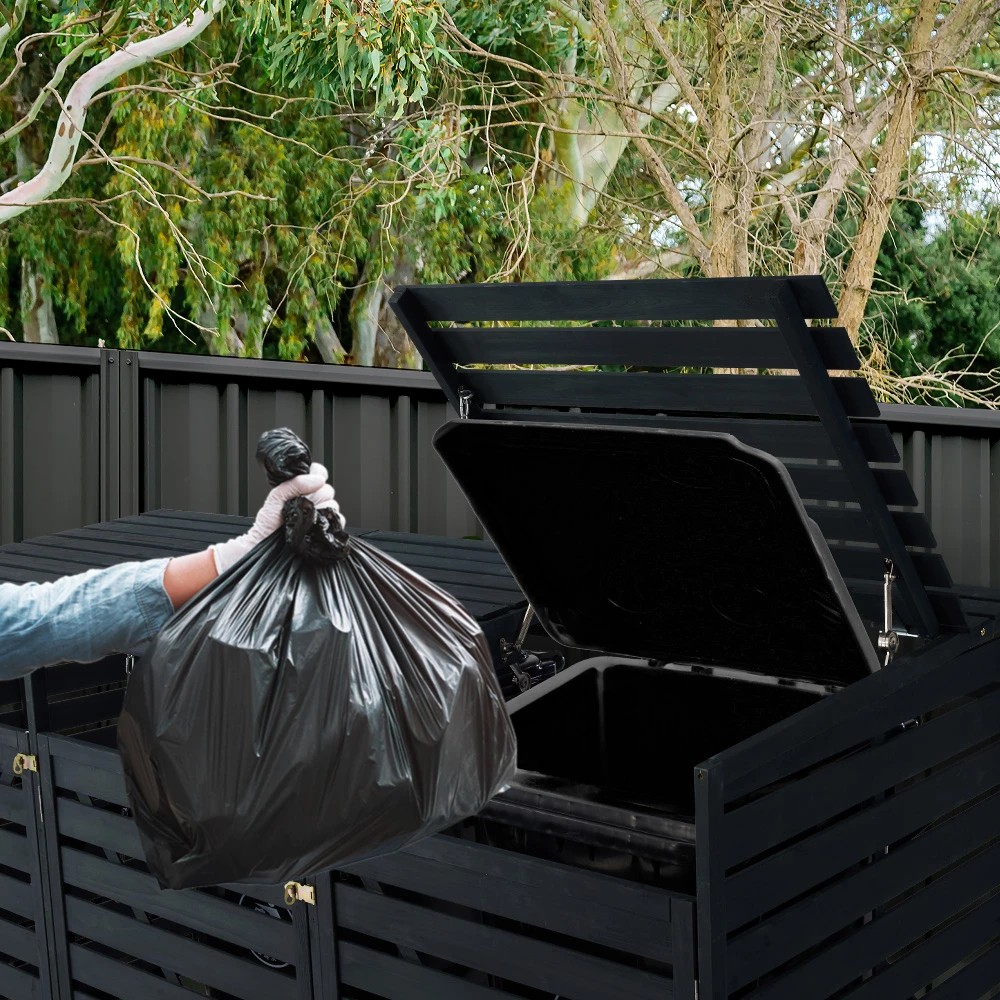 3 PlantCraft Triple Wood Wheelie Bins Storage Shed, 3 of 6