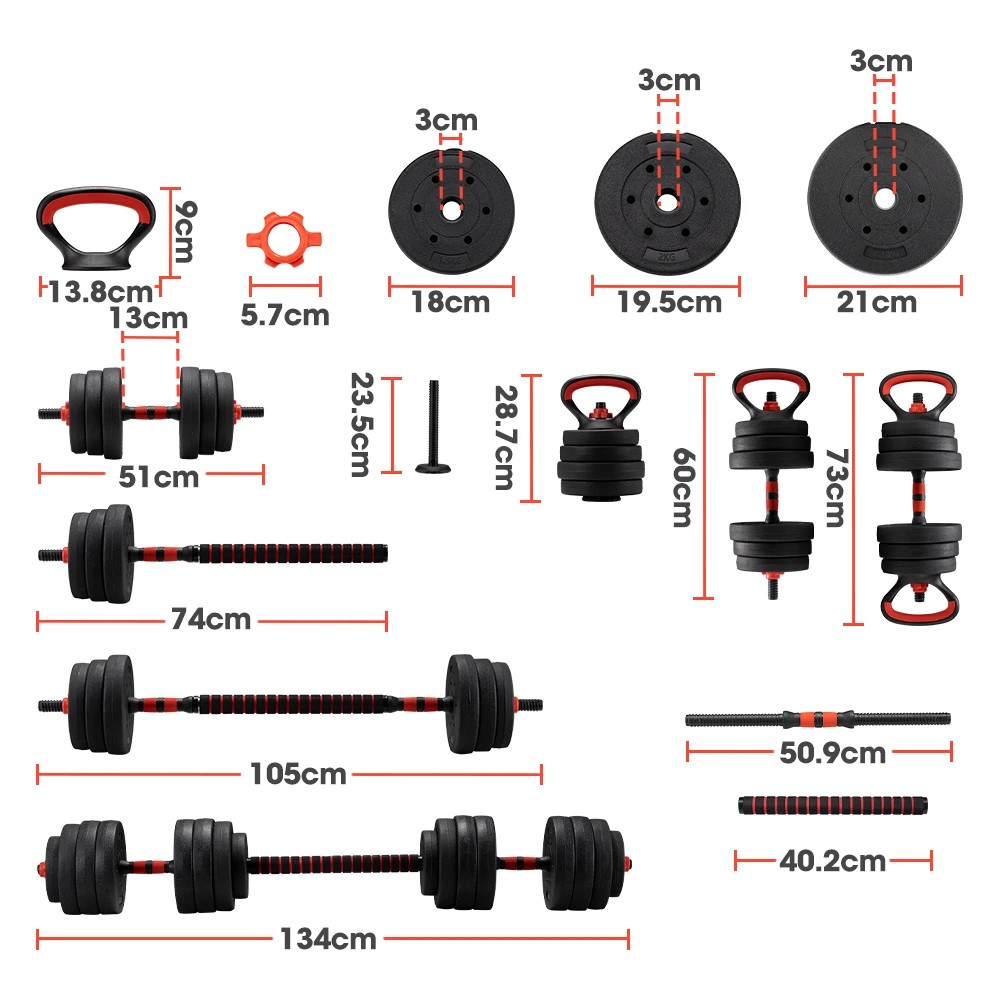 2 ProPulse 25KG Adjustable Dumbbell Barbell Set Home Gym Weights Exercise - Black, 2 of 3