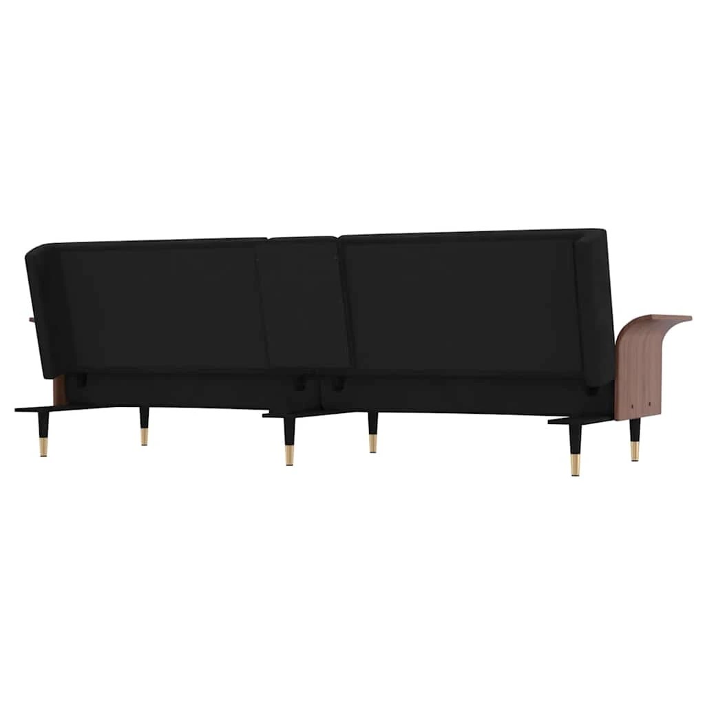 7 Vidaxl Sofa Bed With Cup Holders Velvet - Black, 7 of 10