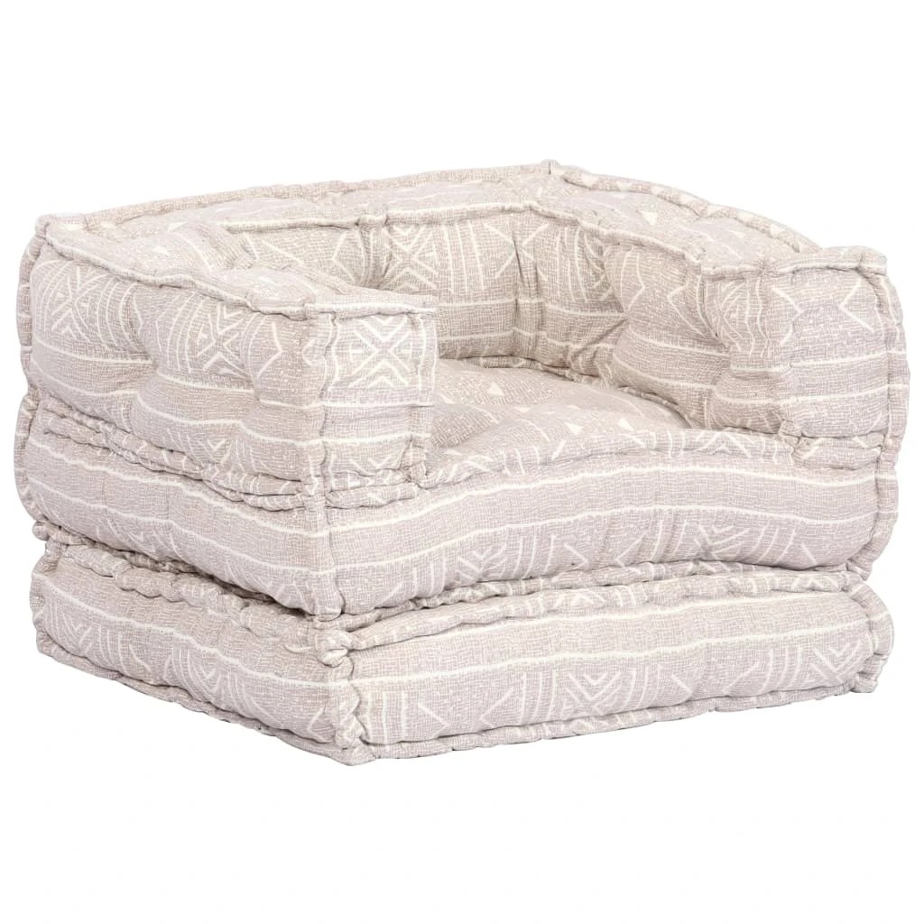 1 vidaXL Single Modular Pouffe Fabric - Beige, 1 of 8