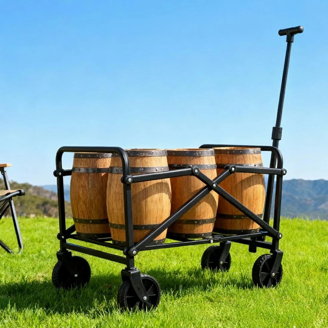 8 Gardeon Garden Cart Folding Trolley Camping Wagon Barrow Outdoor Beach - Black, 8 of 8