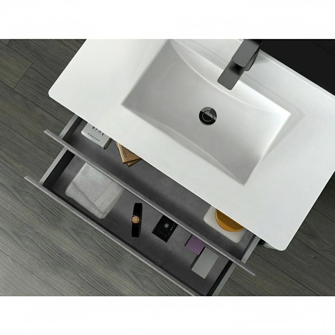 4 Cefito Vanity Unit 915mm with Basin - Grey, 4 of 7