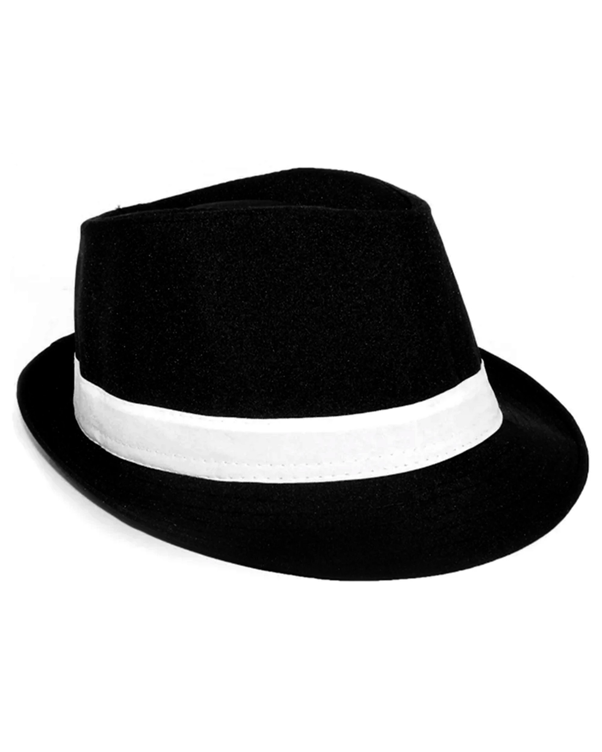 1 Partyrama Adult Gangster Black & White Fedora Hat - Black, White, 1 of 1