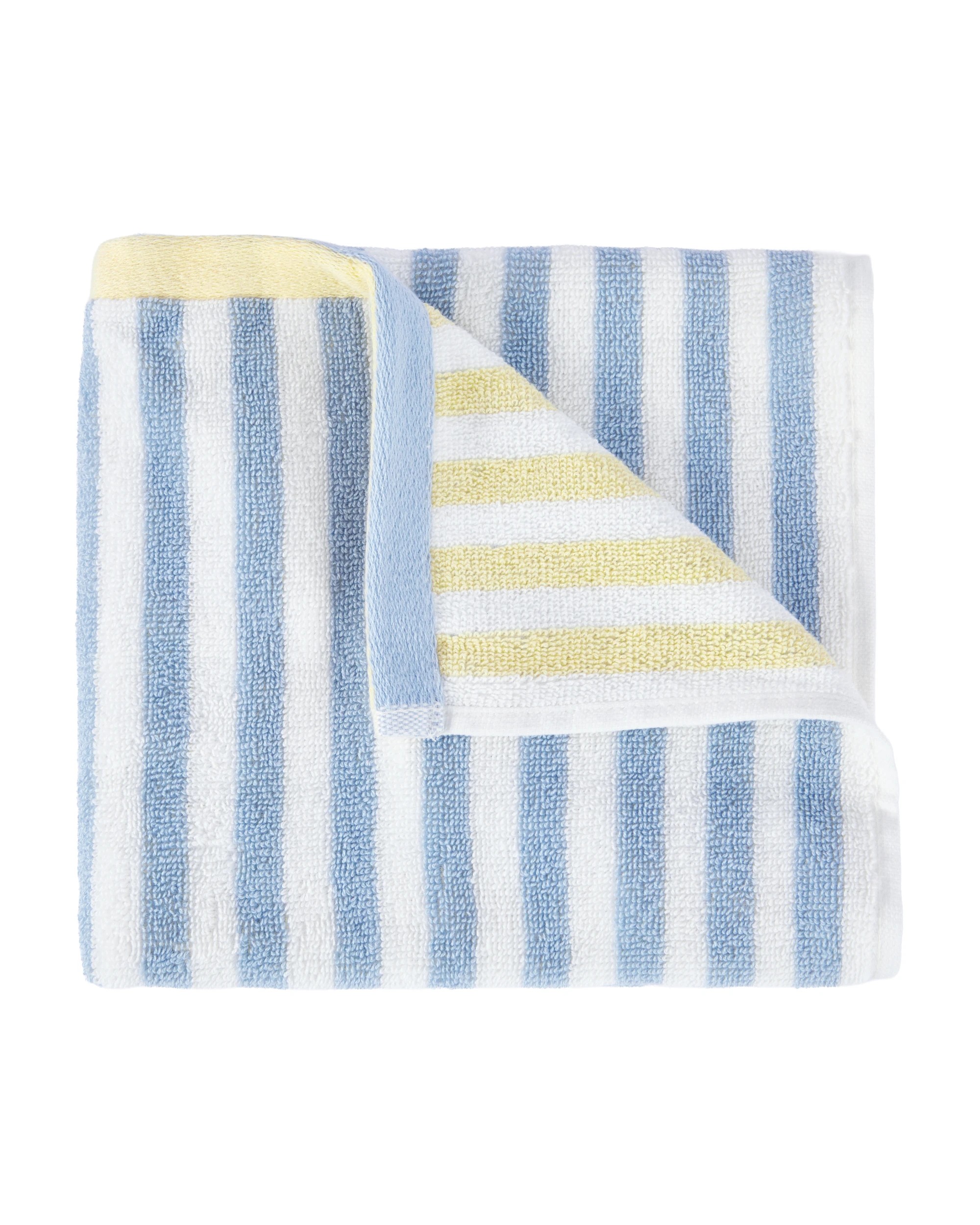 1 Reversible Stripe Cotton Hand Towel - Blue and Yellow, 1 of 5