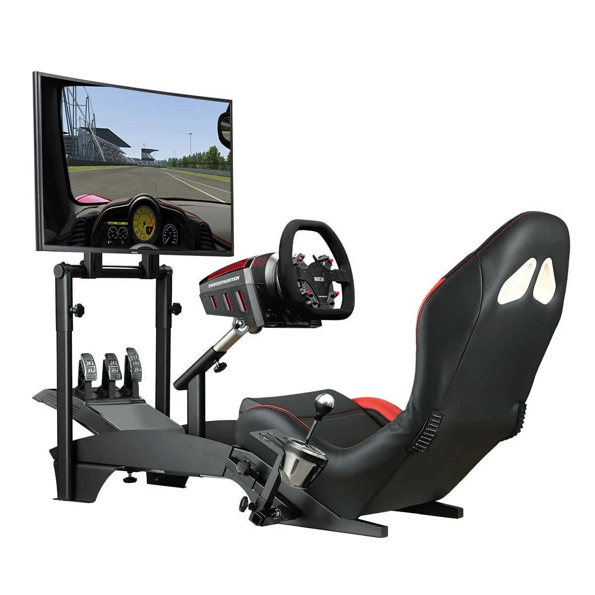 2 Ausway Premium Racing Simulator Cockpit Adjustable Gaming Chair with Monitor Stand, 2 of 7