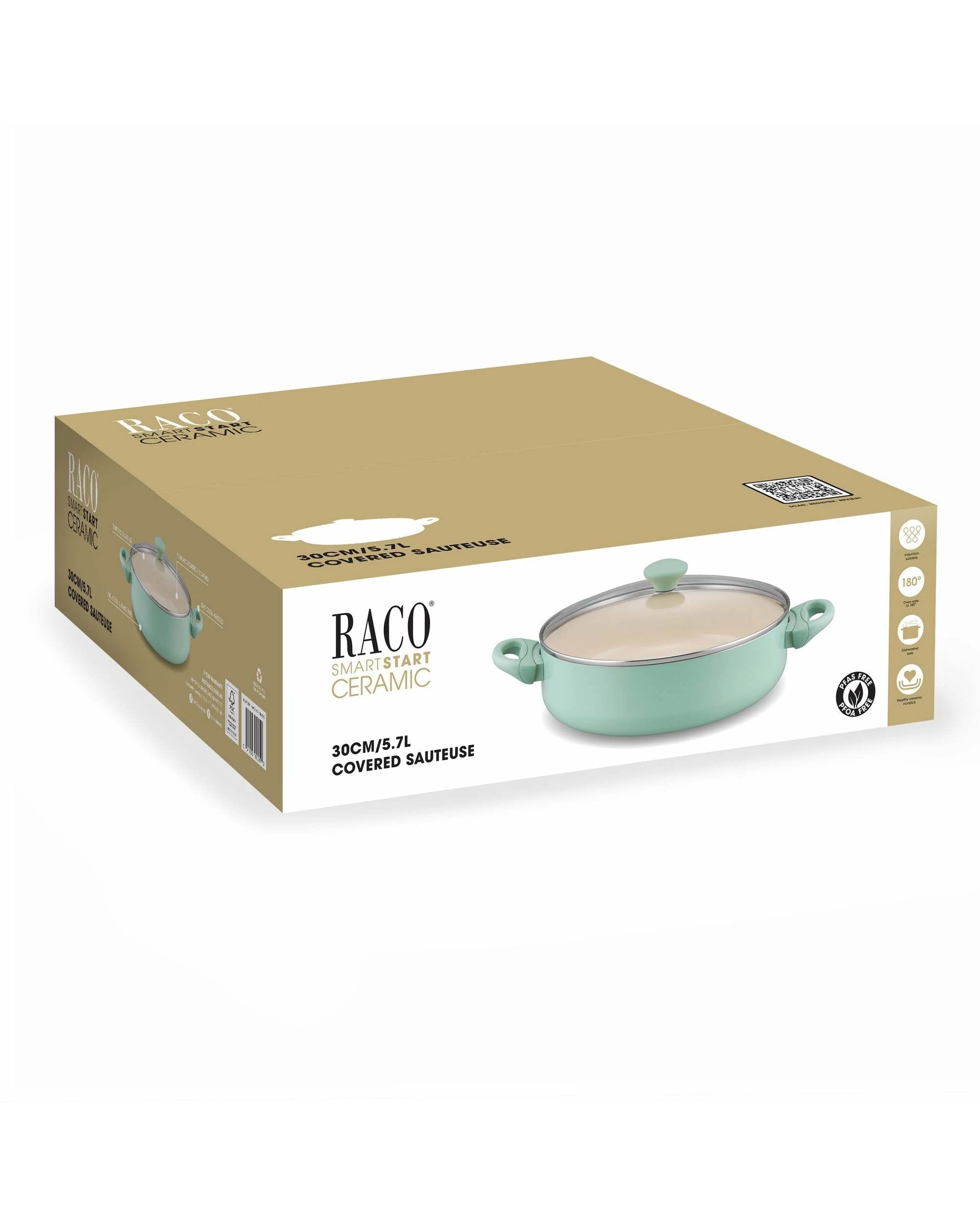 2 RACO SmartStart Ceramic Nonstick Induction Covered Sauteuse 30cm/5.7L Lichen - Green, 2 of 2