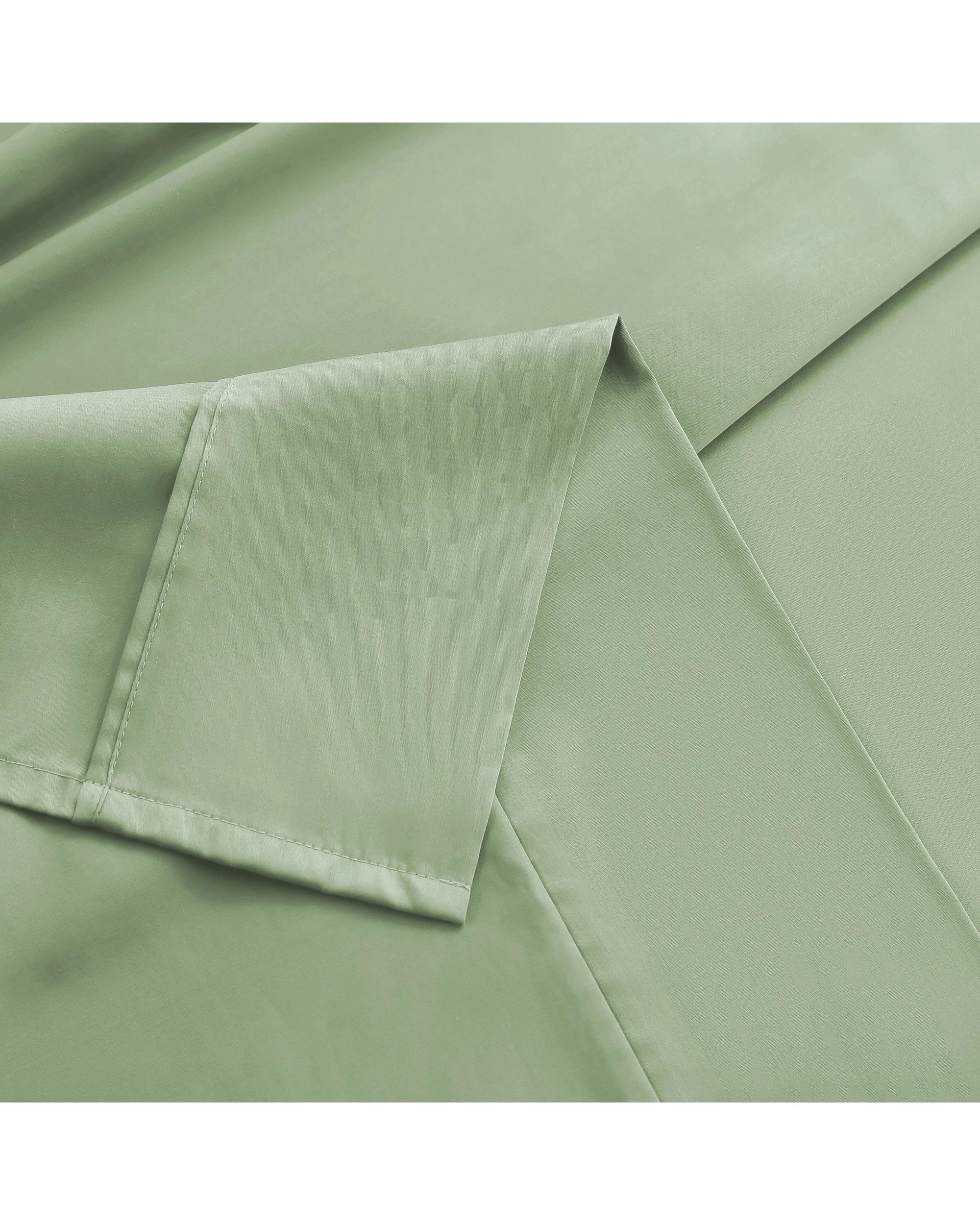 5 Serene 400TC Bamboo Cotton Sateen Sheet Set - King Bed - Sage, 5 of 6
