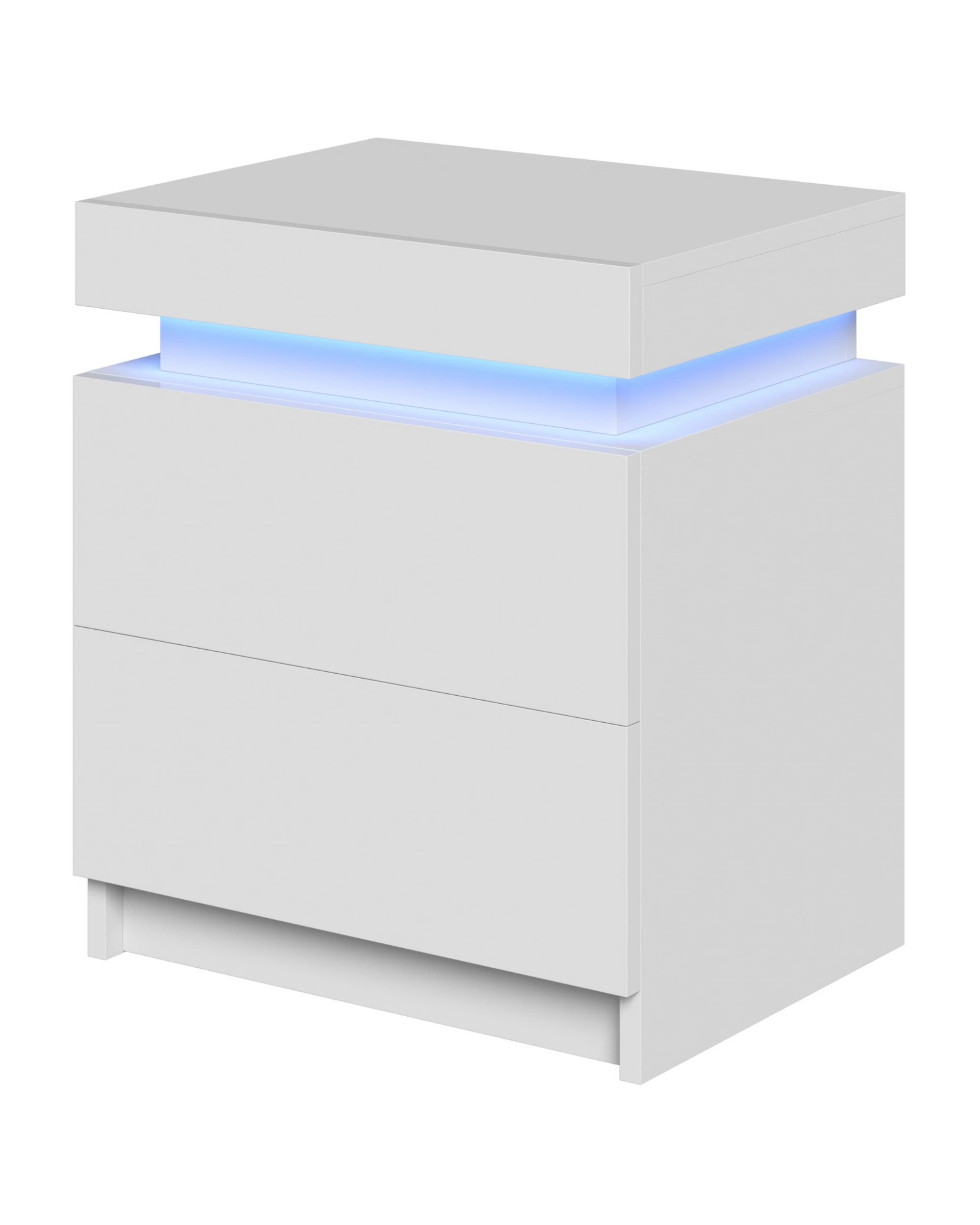 1 Advwin Bedside Table  Led Nightstand 2 Drawers Lift Up Side Table
 - White, 1 of 10