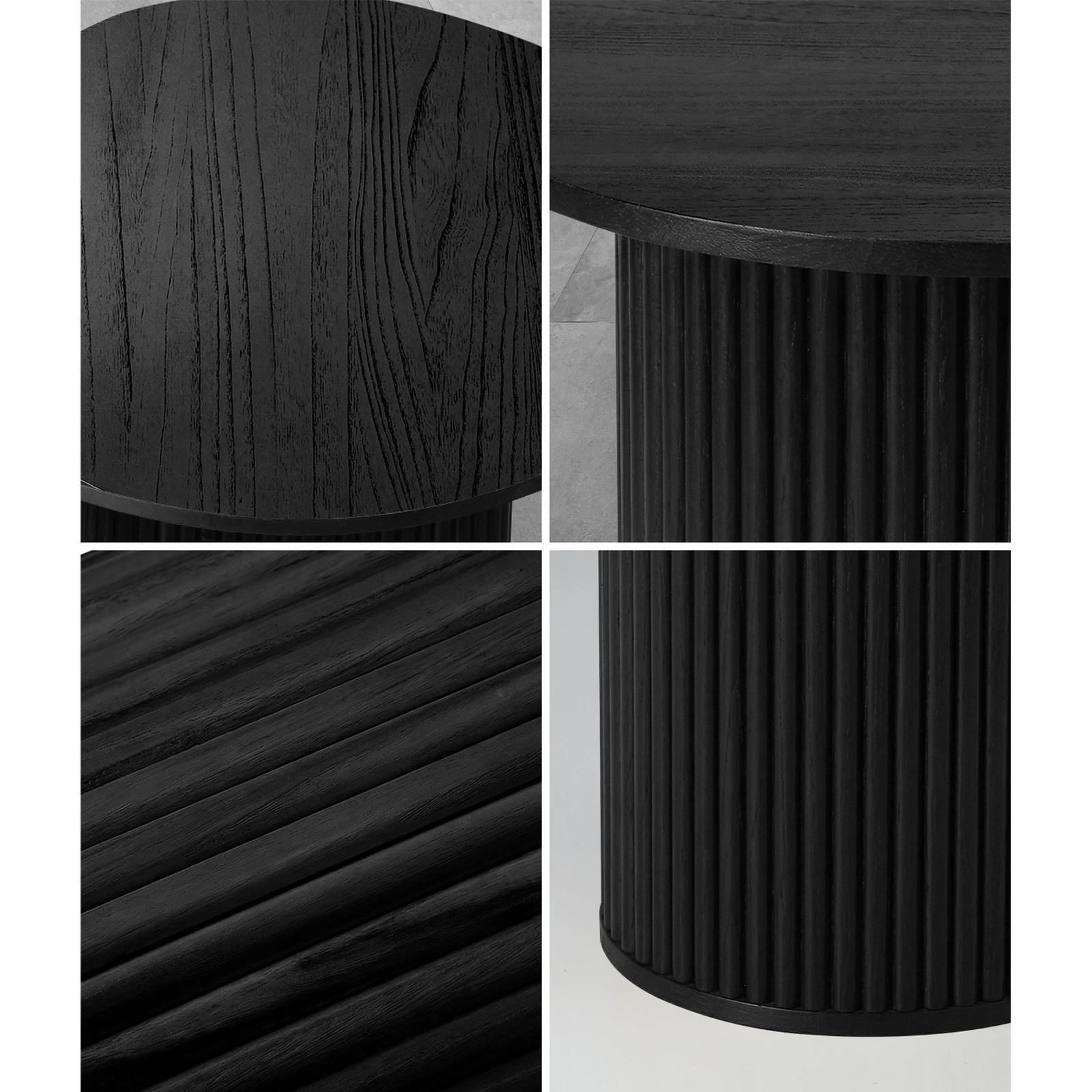 6 Oikiture Coffee Table Side End Tables Sofa Desk Bedside Round Wood - Black, 6 of 9