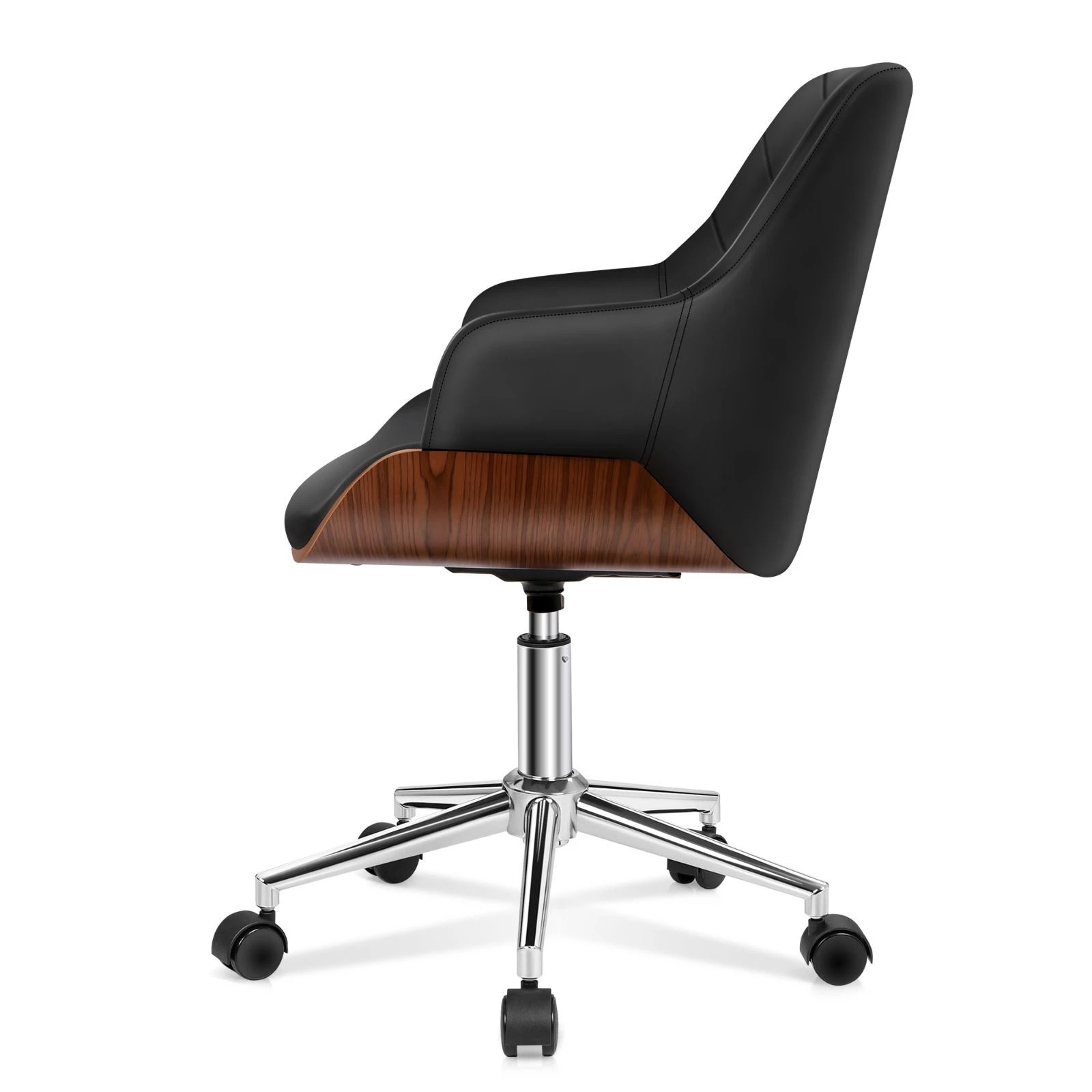 8 Alfordson Wooden Office Chair Computer Chairs Executive Seat Leather - Black, 8 of 10