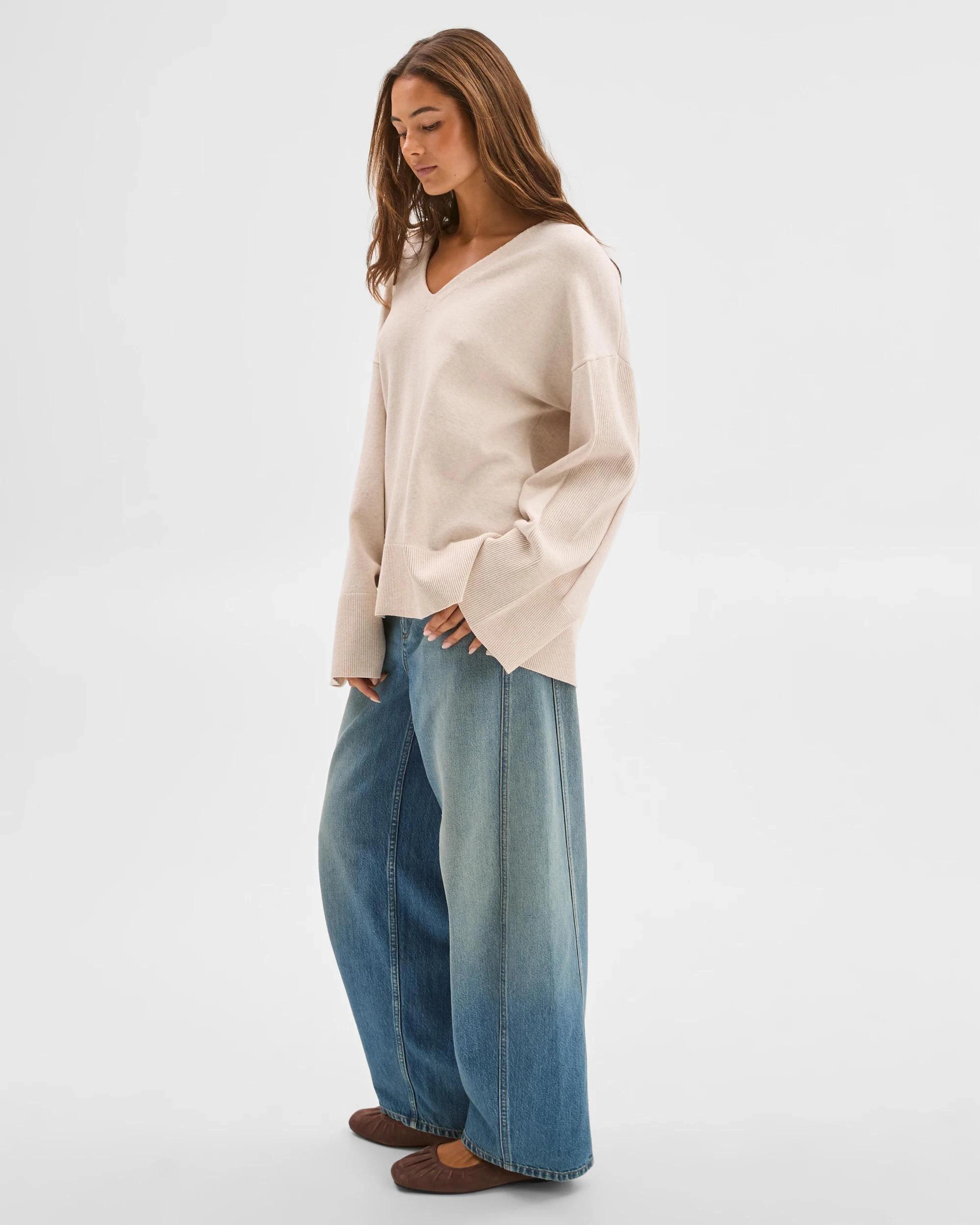 5 Lily Loves Australian Cotton Blend Longline Knit Top OATMARLE, 5 of 6